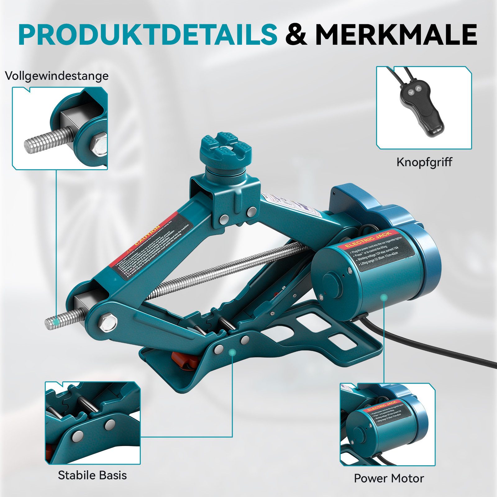 Yofidra Wagenheber 12V Elektrischer Hydraulikheber, max. Hubhöhe: 37 cm, bis 3 t, max. Hubhöhe: 37 cm, Scherenwagenheber Tragbarer Wagenheber für PKW, SUV Und M – Bild 4 von 5