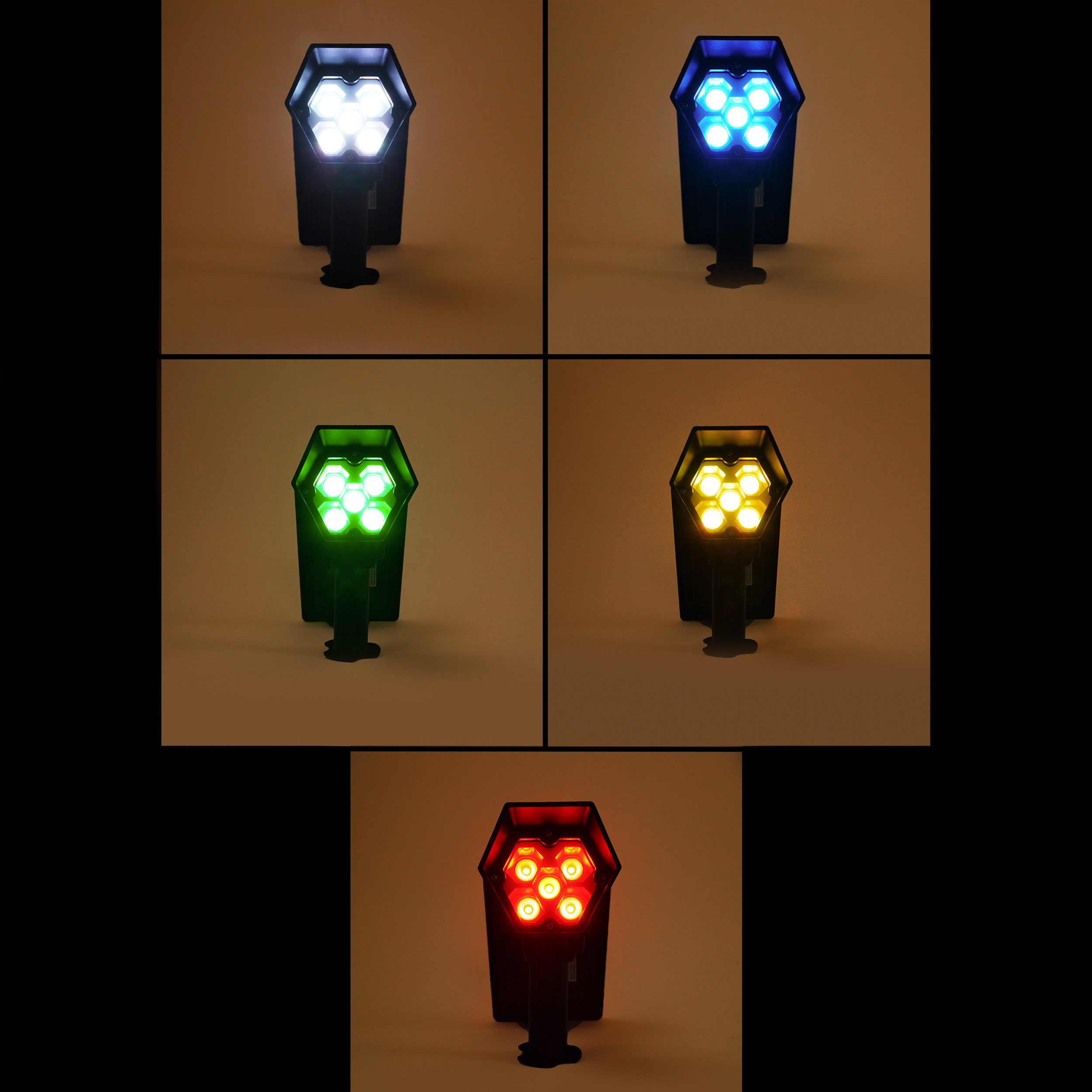 esotec LED Gartenstrahler Solar-Bodenstrahler Multi Spot 5 Farben +Farbwechsel 200lm IP65 102049, LED fest integriert