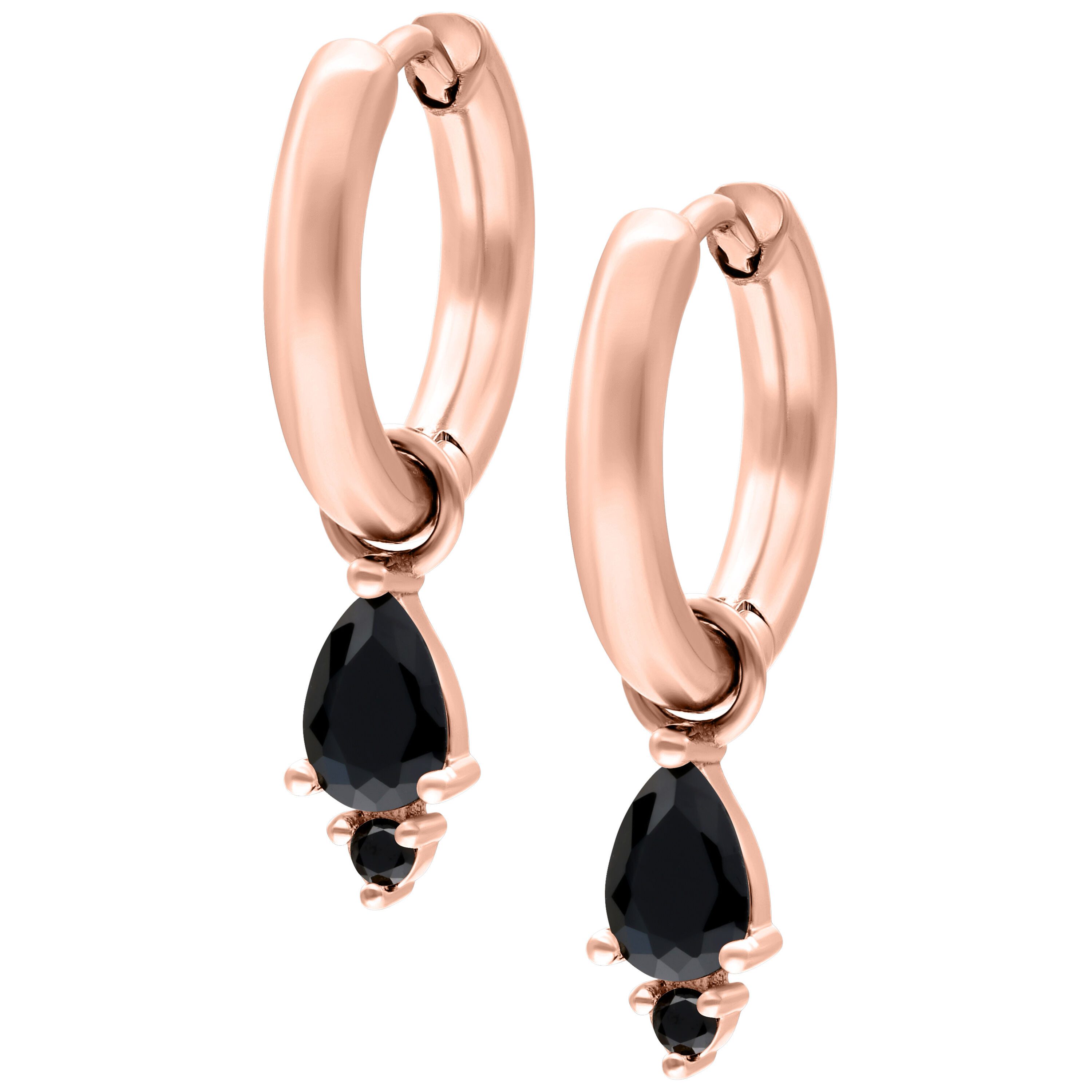Paar Ohrhänger Little Tear Hoops - Roségold, Schwarz