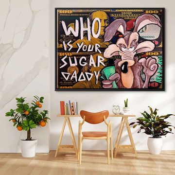 DOTCOMCANVAS® Leinwandbild Sugar Daddy, Leinwandbild Who is your Sugar Daddy Looney Tunes Comic Cartoon Bild