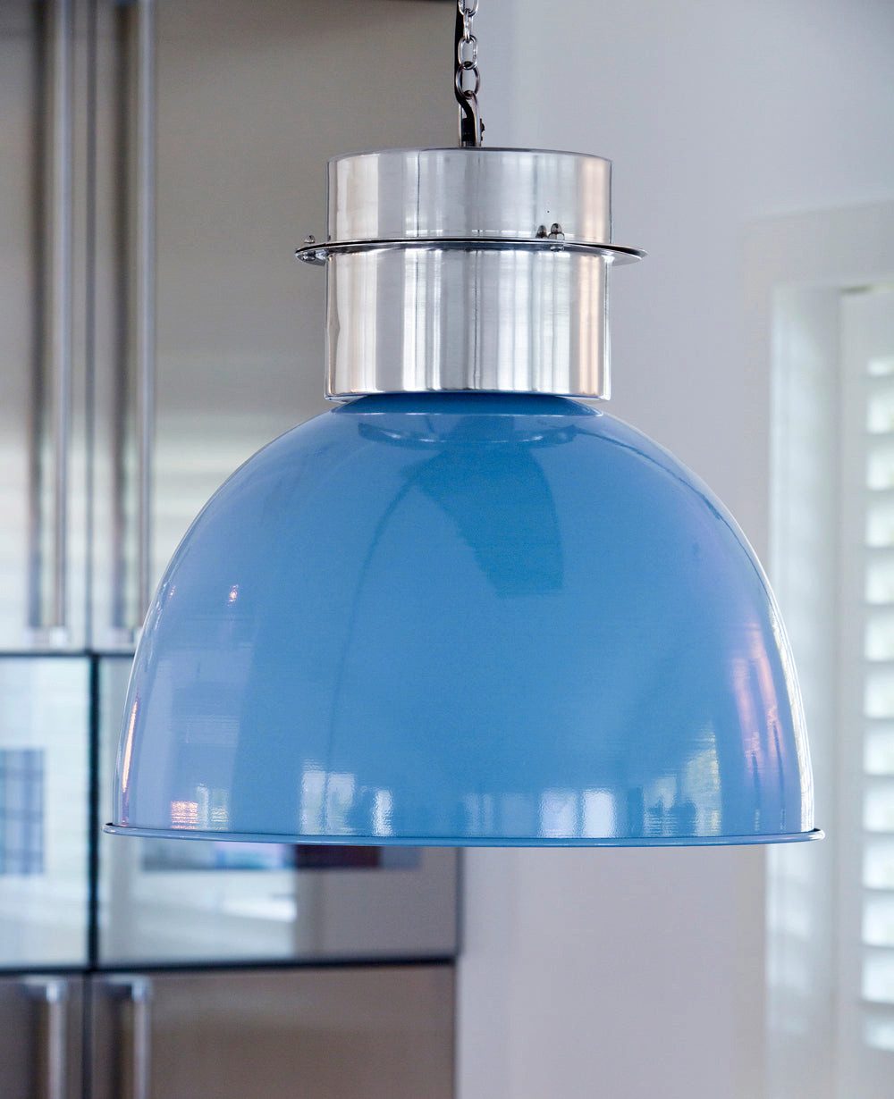 Dirk Davids Leuchten GmbH Lampenschirm Industrie Hängeleuchte 3050480 Metall Ø 30cm Hell Blau innen Weiß