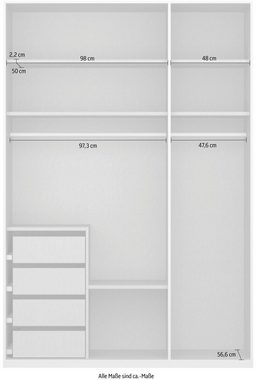 rauch Drehtürenschrank Skat Meridian Glasfront, inkl. Innenspiegel und 4 Innenschubladen