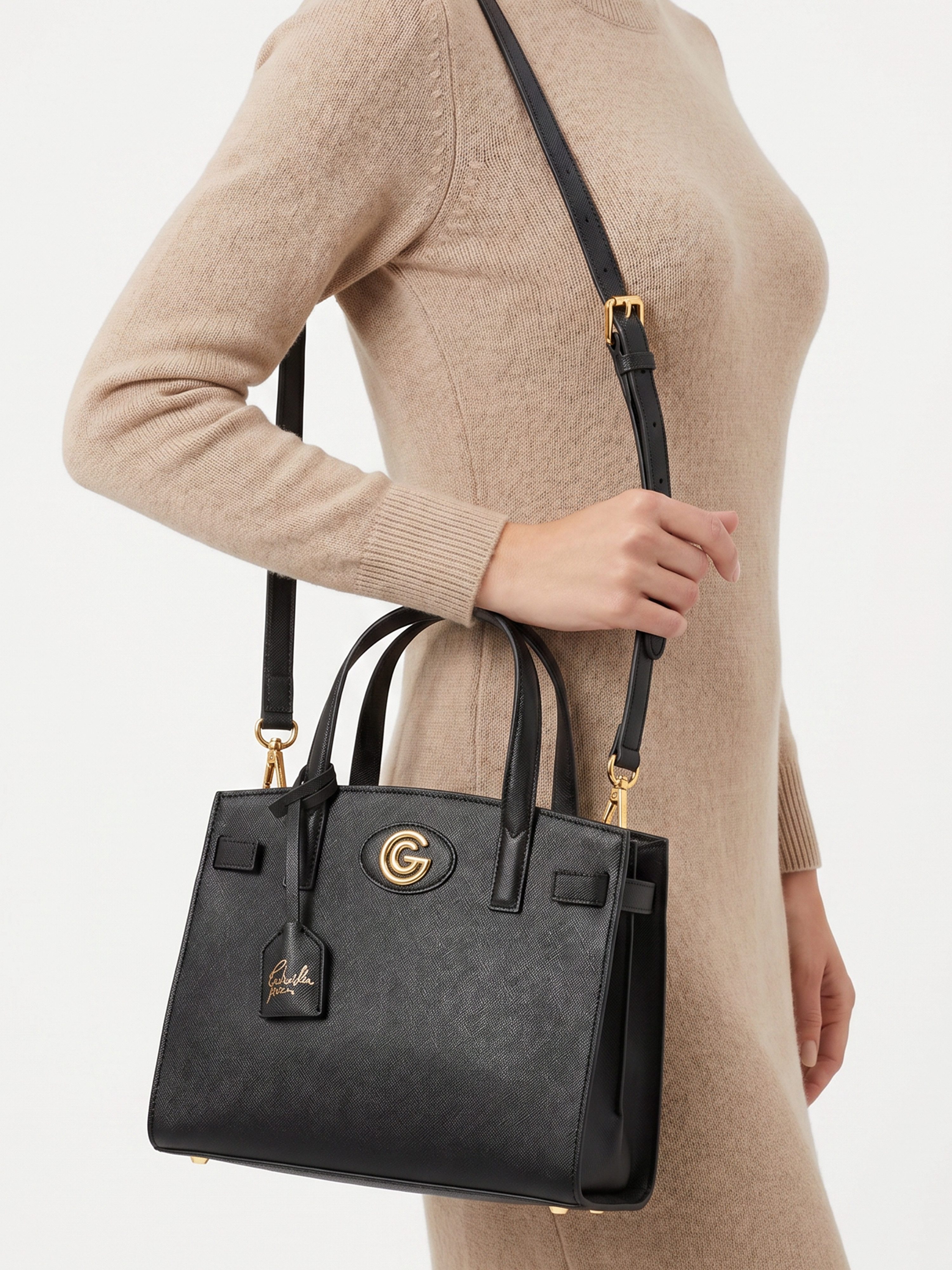 GABRIELLA G By Gabriella Gucci Handtasche VALENTINA, Damen Henkeltasche, Schultertasche, Umhängetasche mit Logoapplikation