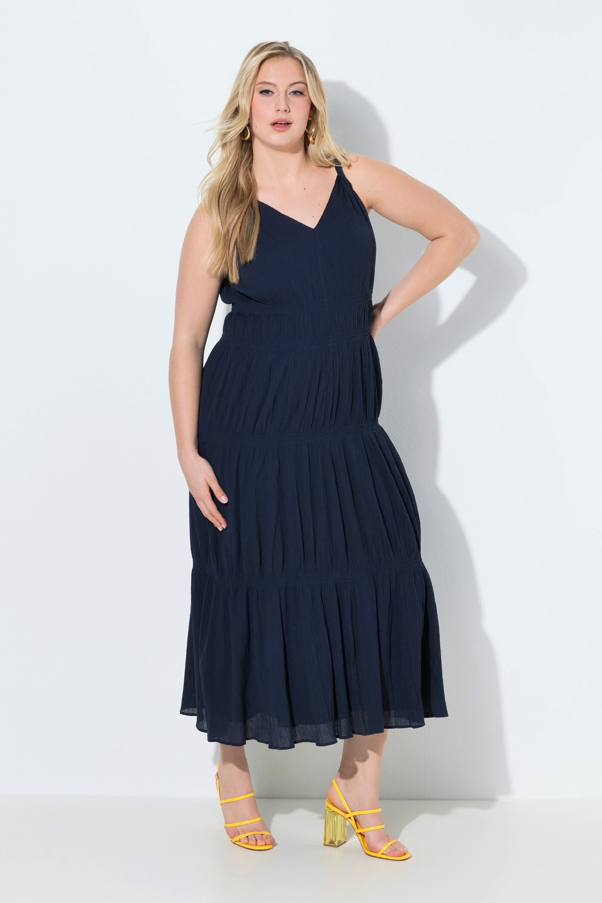 Maxikleid Maxikleid gedrehte Träger V-Ausschnitt ärmellos