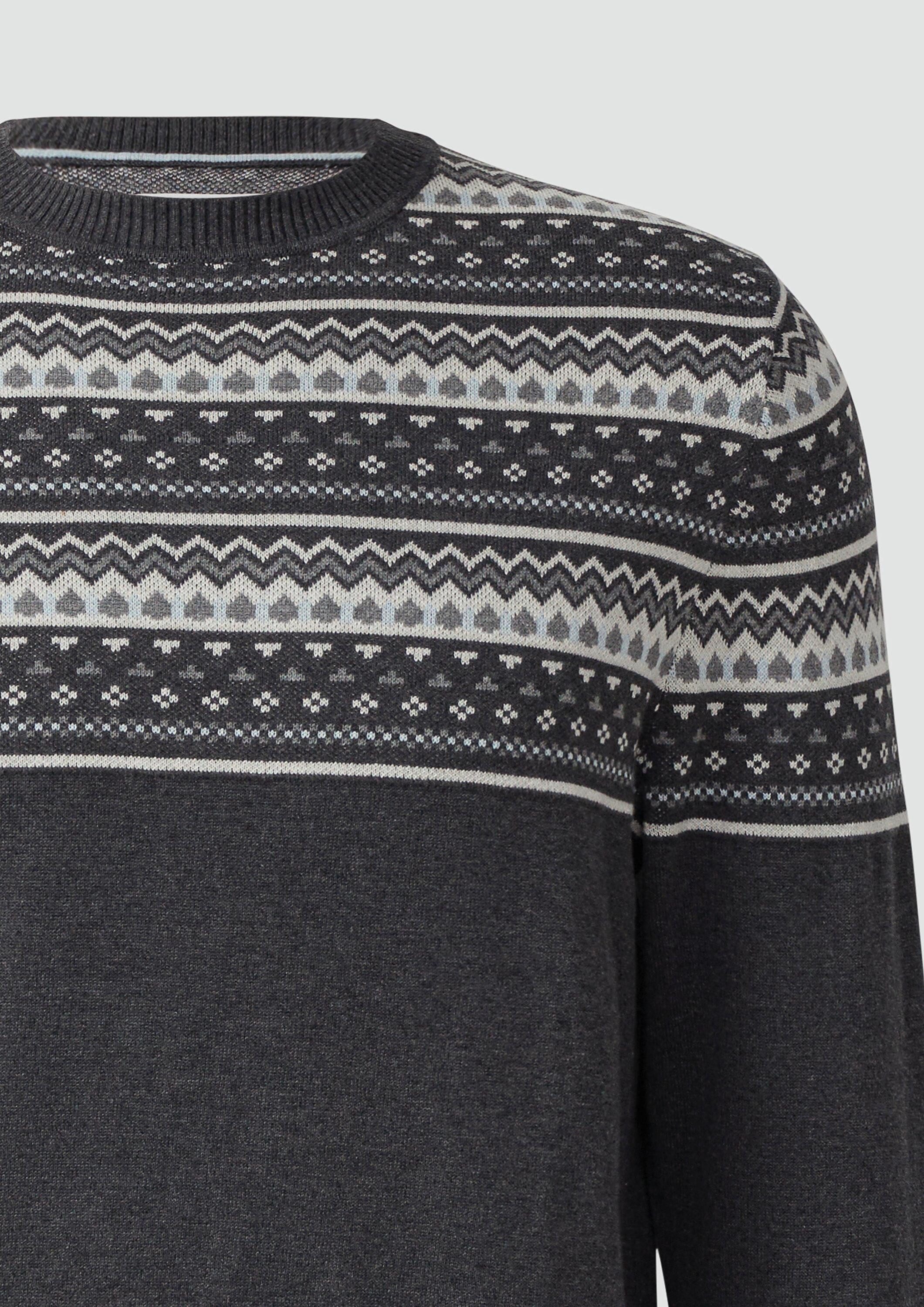 s.Oliver Longpullover Strickpullover Baumwollpullover mit Norwegermuster