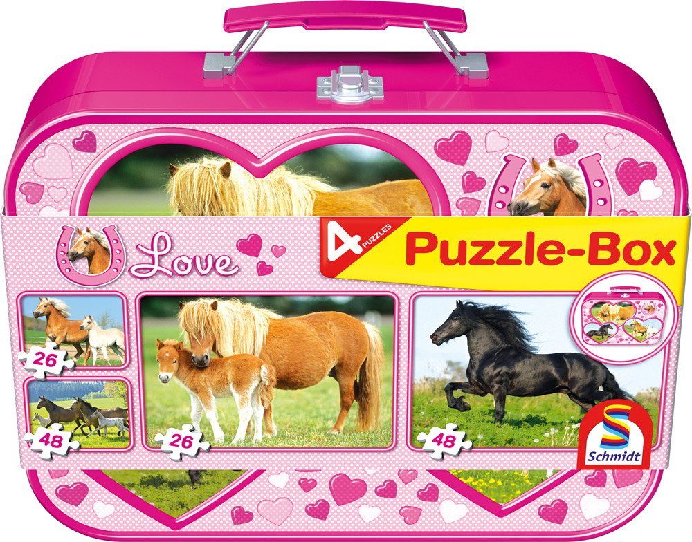Schmidt Spiele Puzzle Puzzle Pferde Puzzle-Box Metallkoffer 55588, 26 Puzzl günstig online kaufen