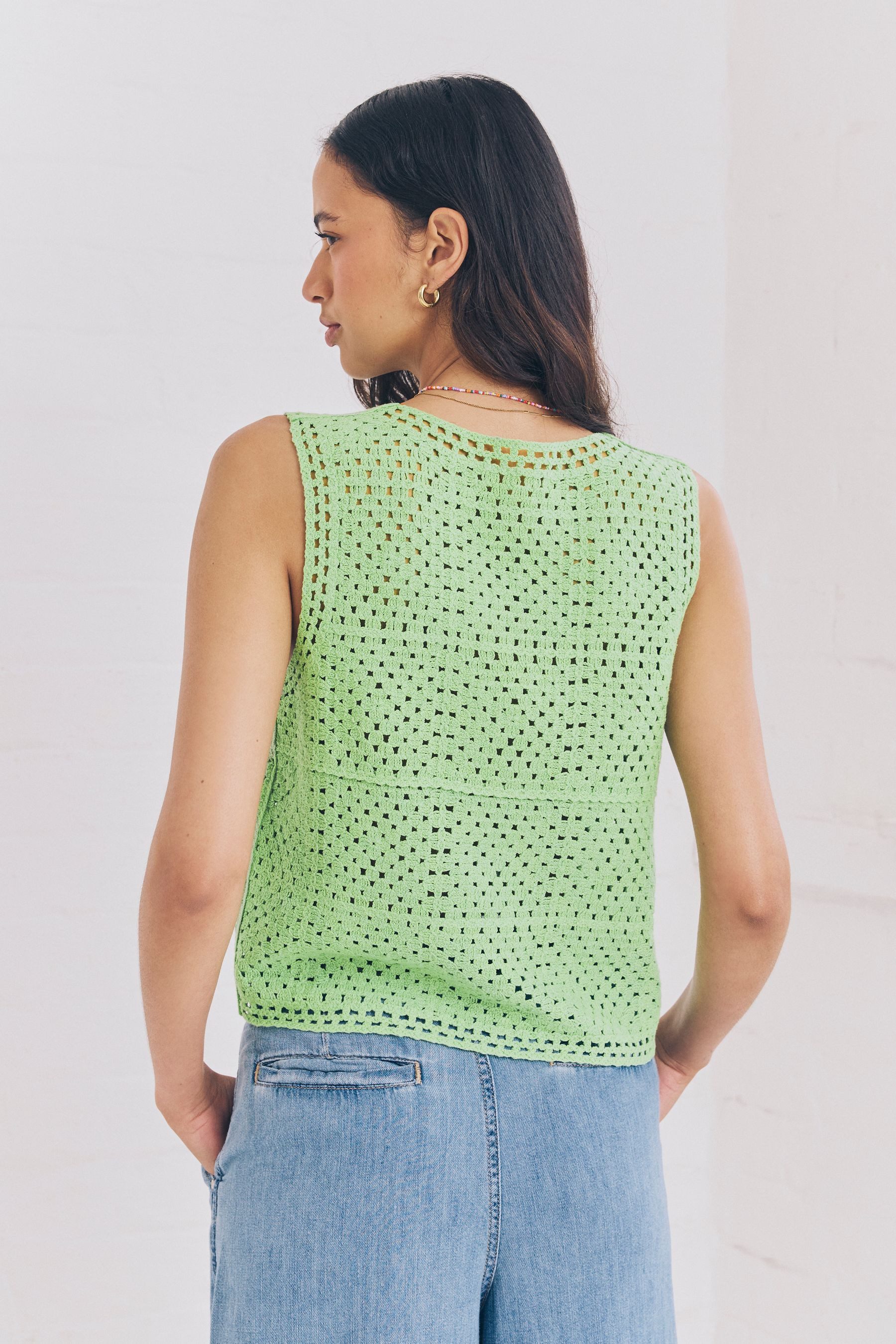 Next Trägertop Kastiges Tanktop mit Häkeldetails günstig online kaufen