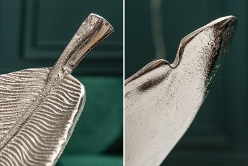 riess-ambiente Dekoschale SILVER LEAF 62cm silber (Einzelartikel, 1 St), Esszimmer · Metall · Blatt Design · Handarbeit · Obst · Wohnzimmer