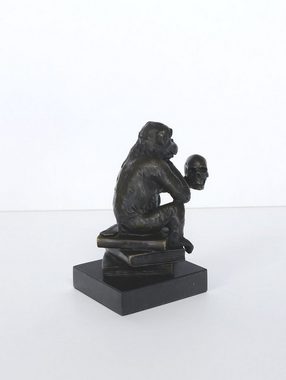 AFG Dekoobjekt Bronze Figur Affe mit Schädel der Denker