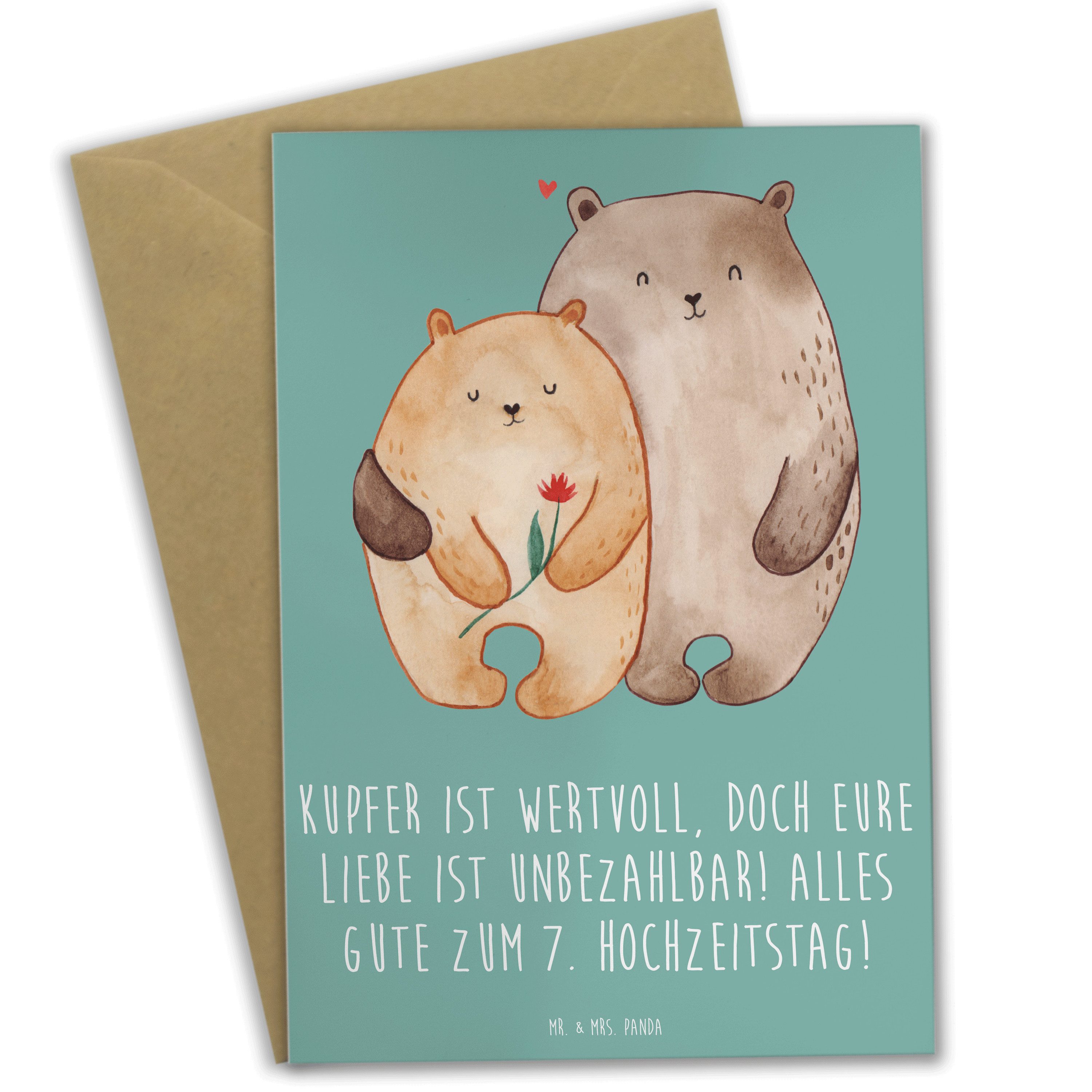 Grußkarte 7. Hochzeitstag Kupferhochzeit - Meeresbrise - Geschenk, unbezahlbar