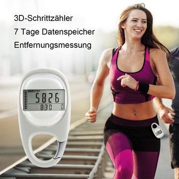 Gontence Schrittzähler Schrittzähler 3D-Schrittzähler mit Clip, digital, Schlüsselanhänger, Fitness Laufen Elektronischer Schrittzähler