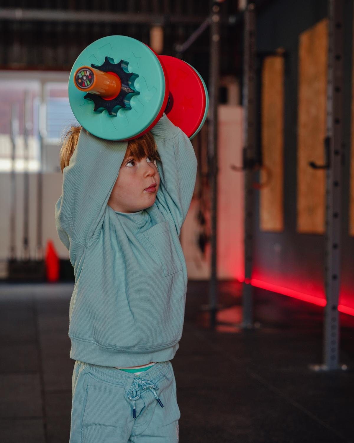 FitKidz Kurzhantel Kinder Kurzhantel Fitness Spielzeug Geschenkidee, (Set, mit Hantel, 4 Platten, 2 Sicherungsmuttern)