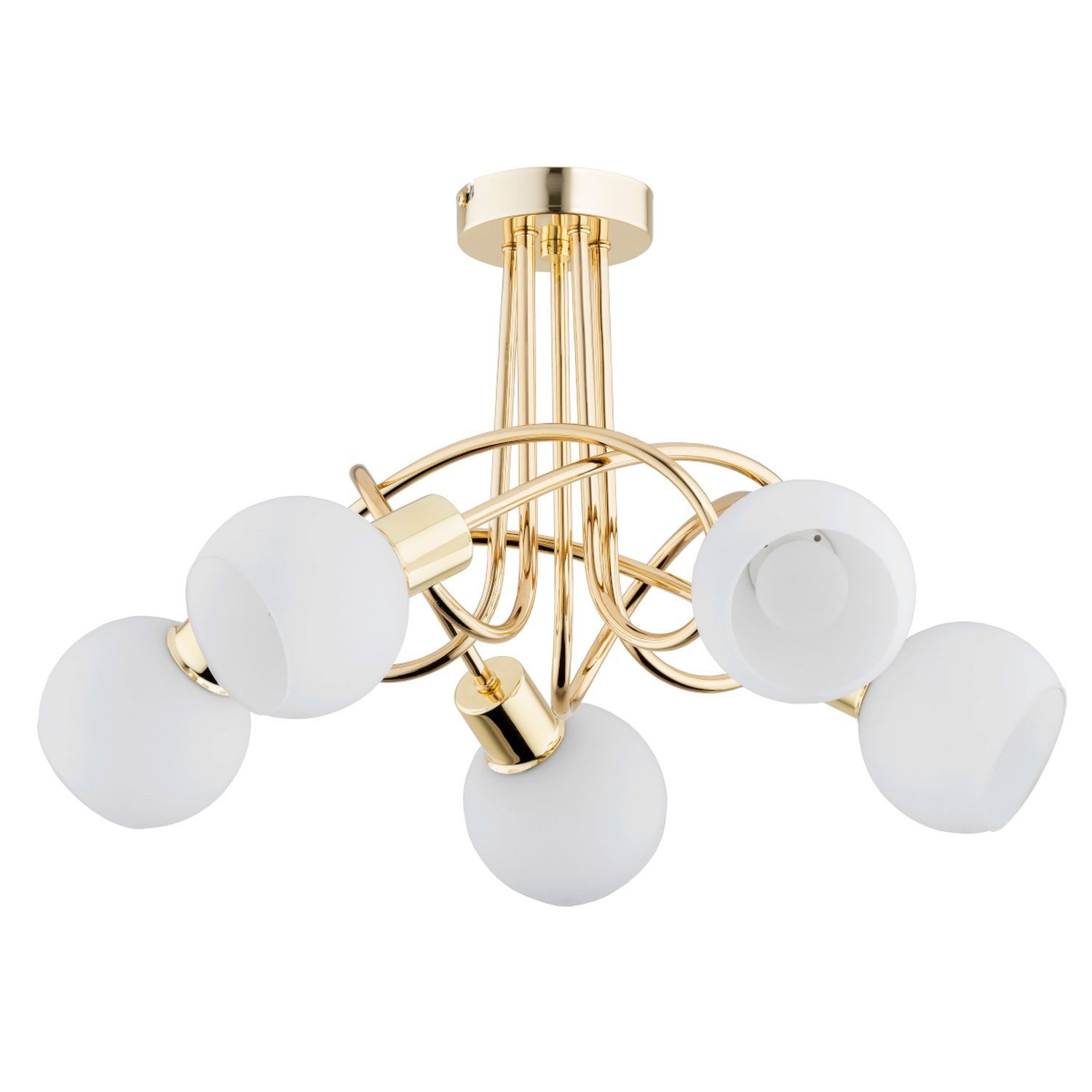 Licht-Erlebnisse Deckenleuchte FAROLO, ohne Leuchtmittel, Metall Glas E14 B: 53 cm in Gold Weiß Kugelschirm Modern