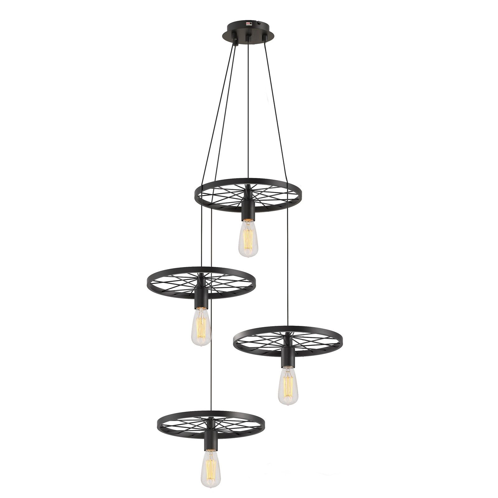 NOWA Pendelleuchte Pendelleuchte 4-flammig Spike, ohne Leuchtmittel, Deckenlampe Fahrradoptik Industrial