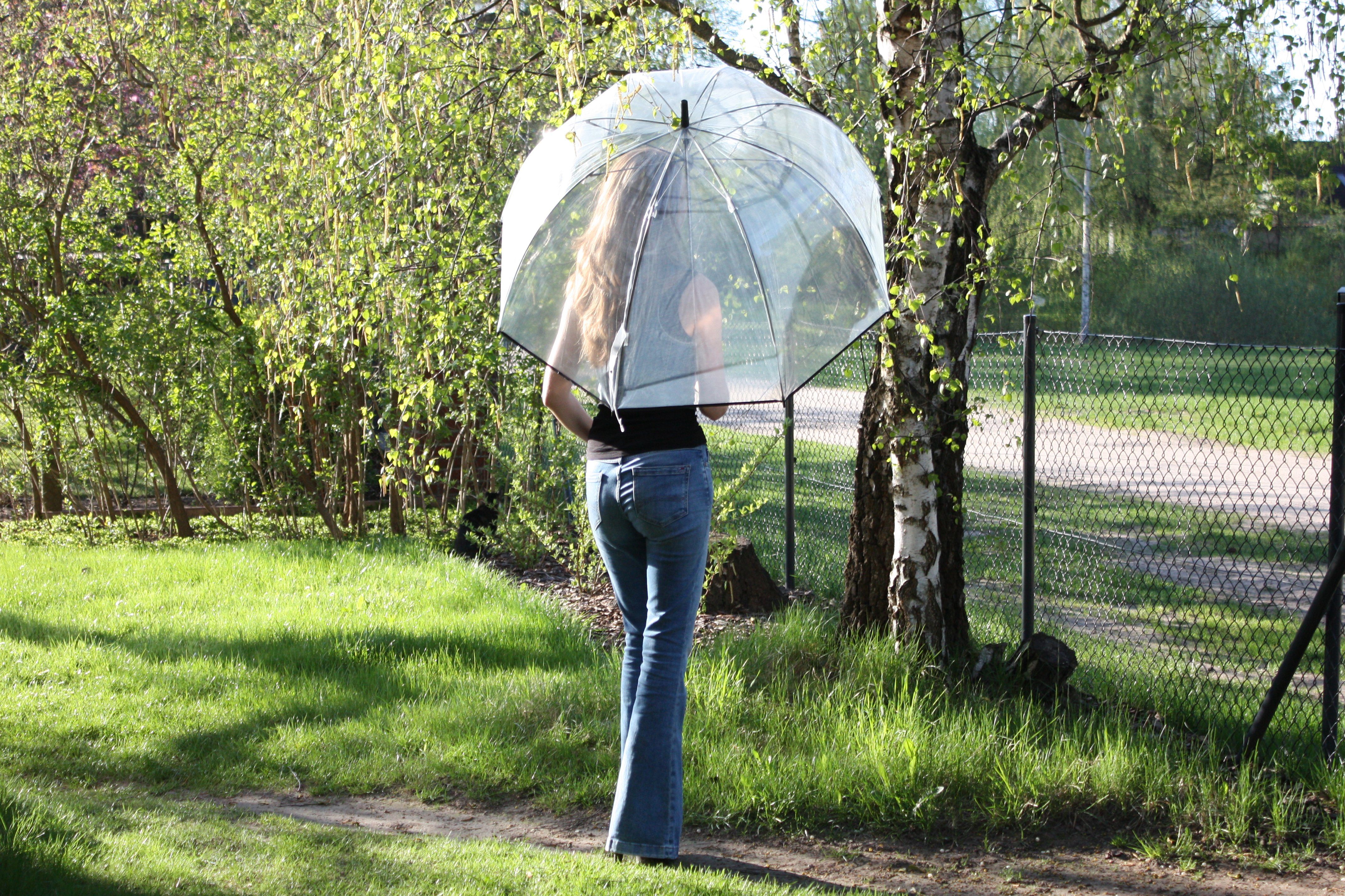 HAPPY RAIN schützt XXL - sehr die transparent Frisur Golfregenschirm Glockenschirm durchsichtig groß