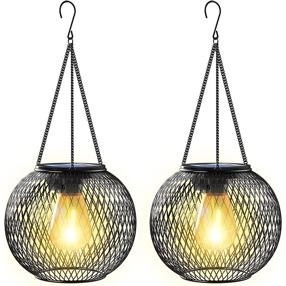 zggzerg LED Solarleuchte 2 Stück Solarlampen für Außen, Metall Solar-Latern günstig online kaufen