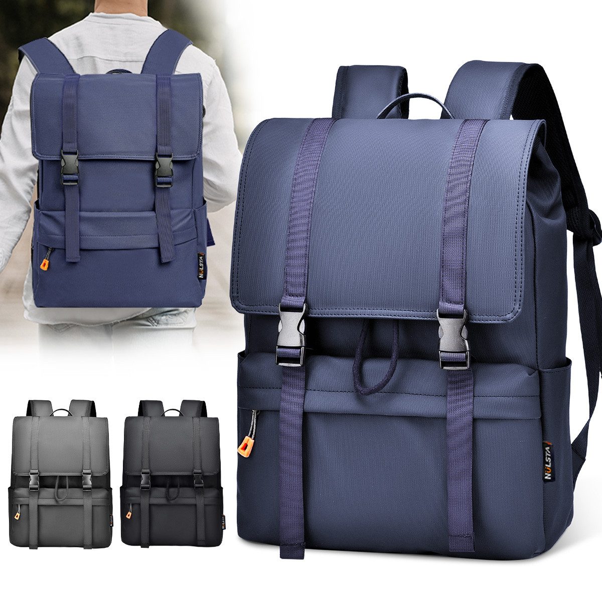 NULSTA Freizeitrucksack Rucksack Herren Damen Daypack Wasserdicht Cityrucksack mit Laptopfach, Groß Rucksack,Schulrucksack,Reiserucksack,Backpack
