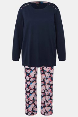 Ulla Popken Pyjama Pyjama Blumen Rundhals Langarm