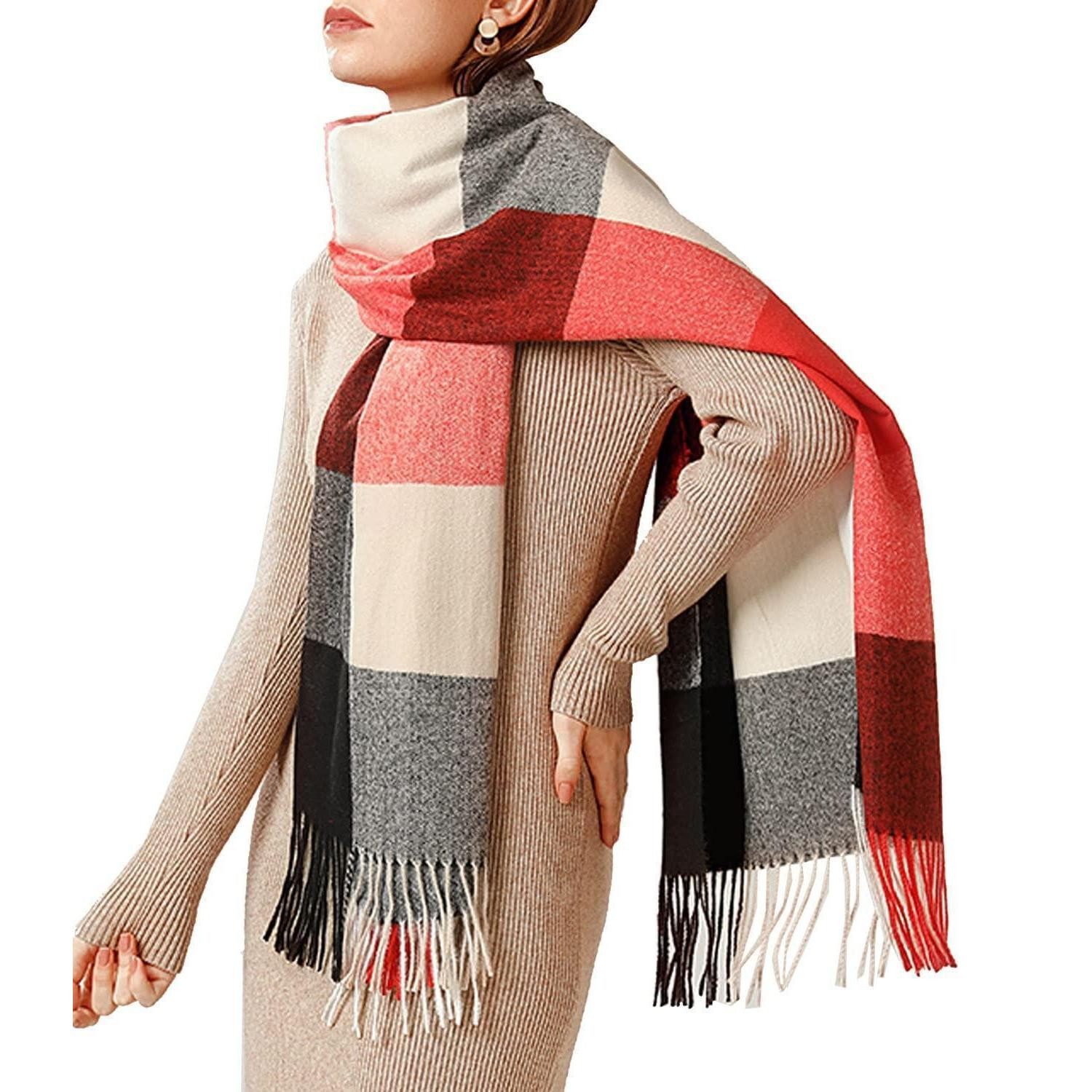 LuxusKollektion Pashmina Schal Damen Elegant Kariert Weich Warm, (1-St)