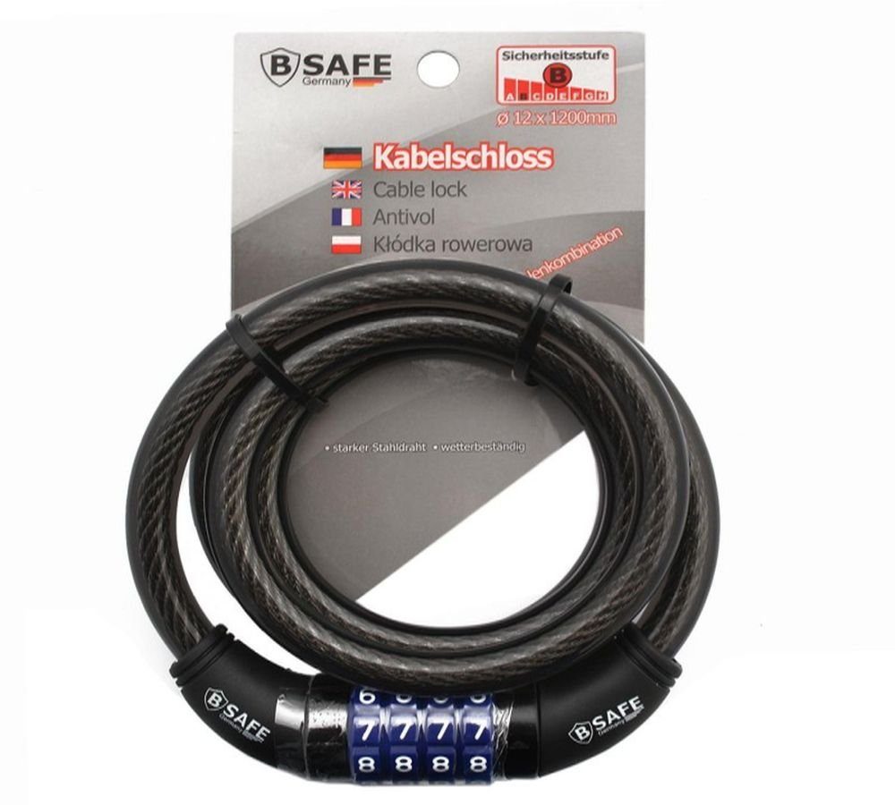 emeco Spiralschloss Fahrradschloss Kabelschloss Motorradschloss Zahlenschloss 12 x 1200 mm