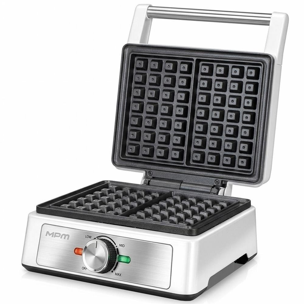 MPM Waffeleisen MPM MGO-41 Waffeleisen für 2 belgische Waffeln 1600 W, 2 belgische Waffeln, 1600 W, temperaturregler, Antihaftbeschichtung