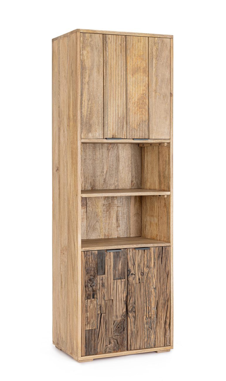 Bizzotto Buffet Nashik aus Mangoholz, Schmal Türen: 2x Mangoholz, 2x recyceltes Holz, mit Magnetverschluss