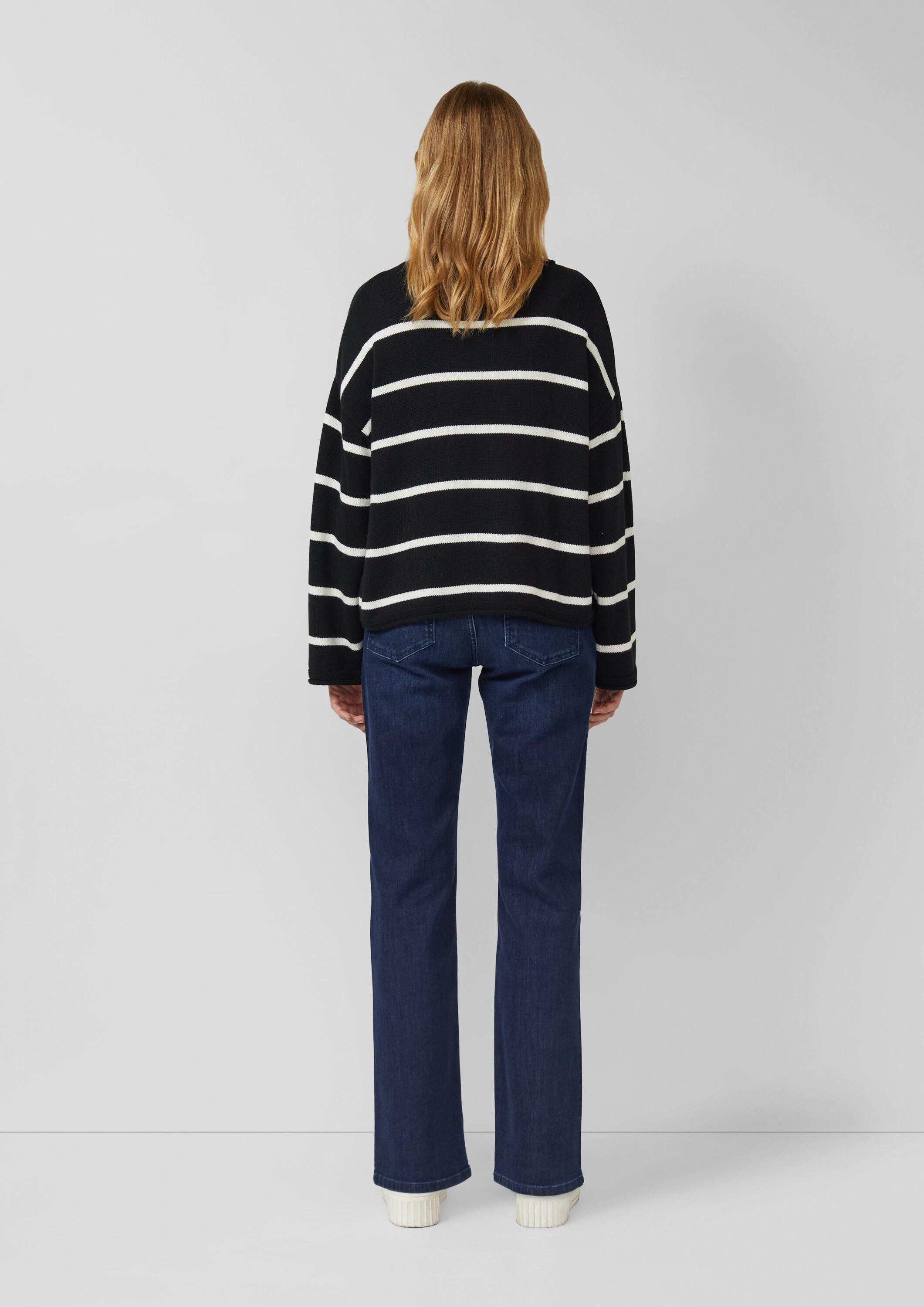 s.Oliver Longpullover Strickpullover Gestreifter Pullover im Relaxed Fit