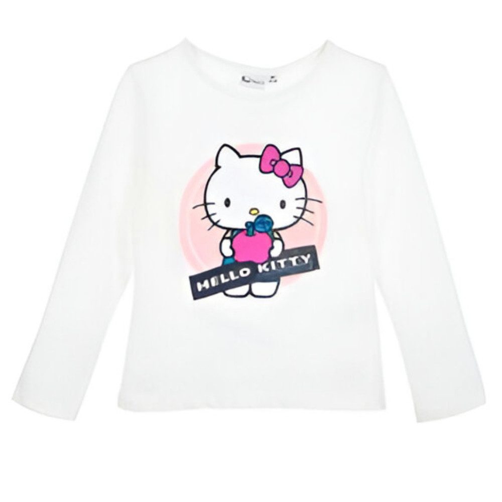 Hello Kitty Print-Shirt Hello Kitty Kinder Mädchen langarm T-Shirt 100% Baumwolle, Gr. 98 bis 128