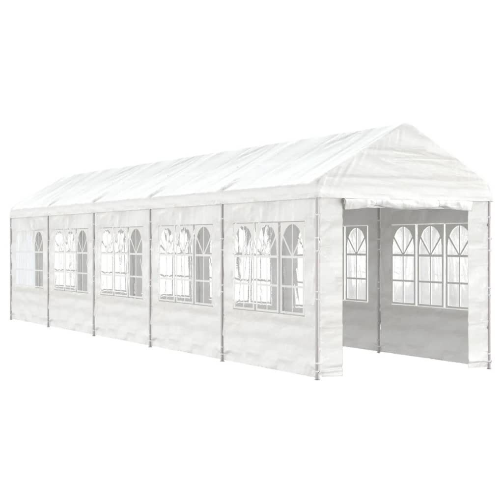 Thumbnail - vidaXL Pavillon Pavillon mit Dach Weiß 11,15x2,28x2,69 m Polyethylen Garten Partyzelt