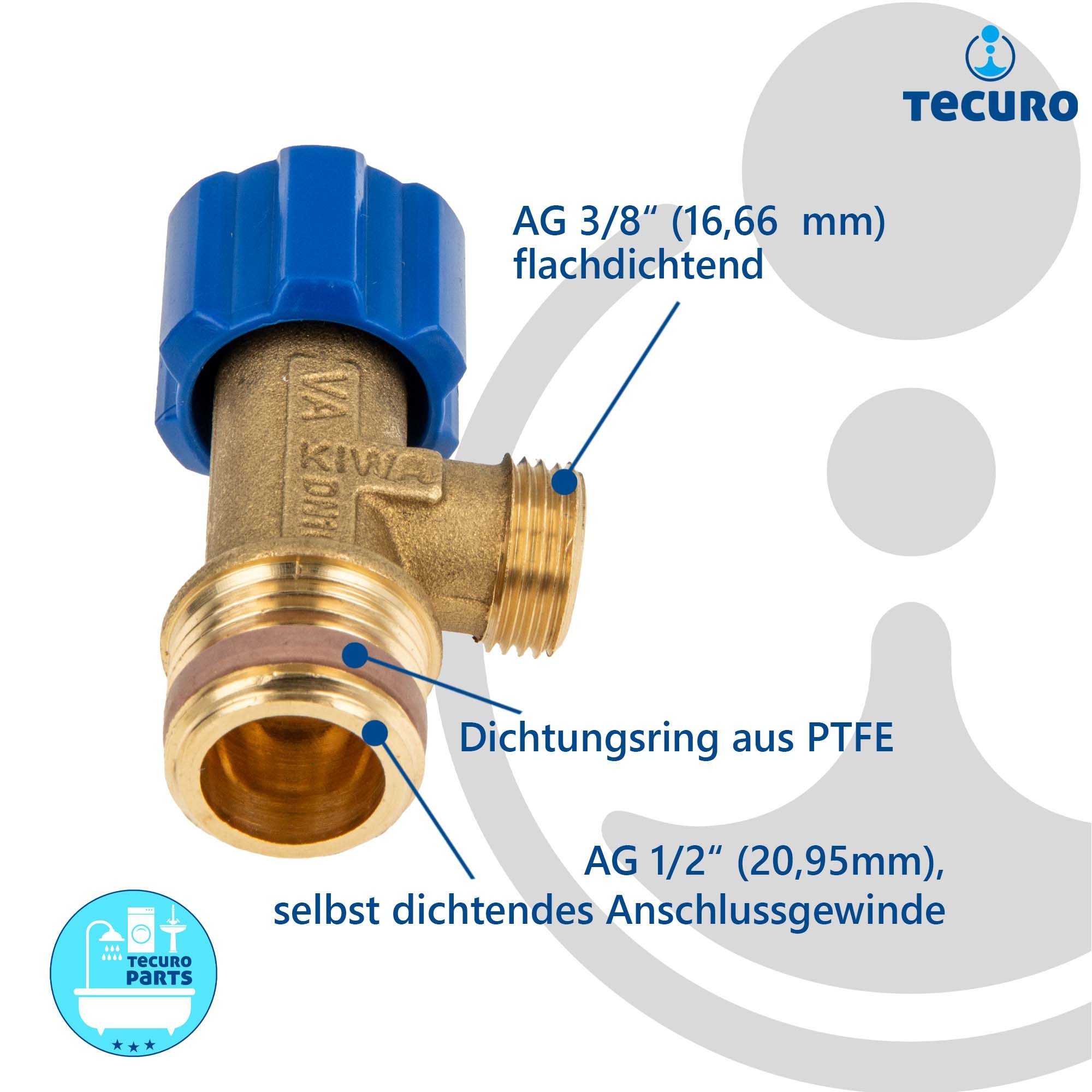 tecuro Spülkasten Eckventil 1/2 Zoll x 3/8 Zoll-DN 10, selbstdichtend, f. UP-Spülkasten – Bild 3 von 5