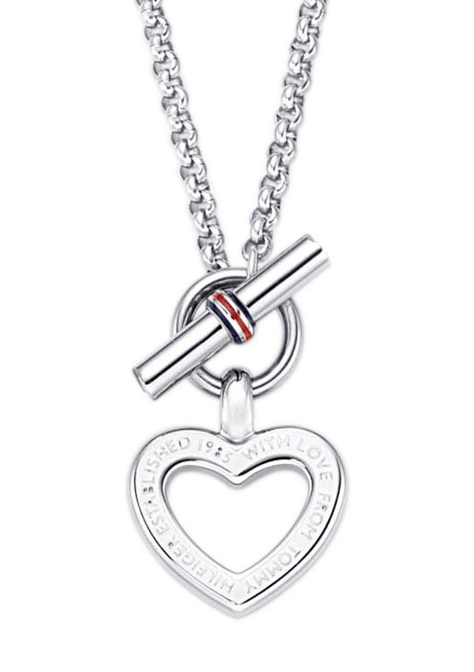 Tommy Hilfiger Kette mit Anhänger Schmuck Edelstahl Halsschmuck Erbskette VALENTINS DAY, mit Emaille