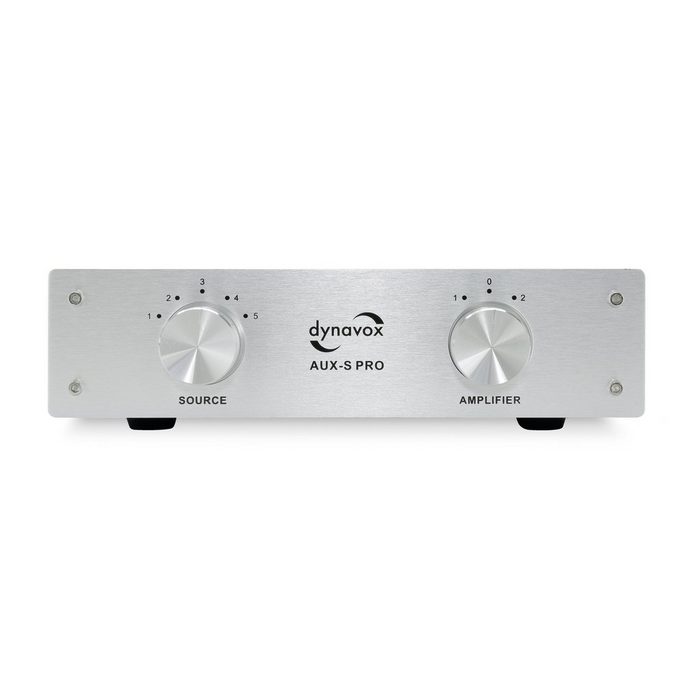Dynavox AUX-S Pro Audioverstärker (Eingangs-Erweiterungs-Umschalter mit 5 Cinch-Eingängen Anschlüsse für Zwei Stereo- und Surround-Verstärker Schwarz)