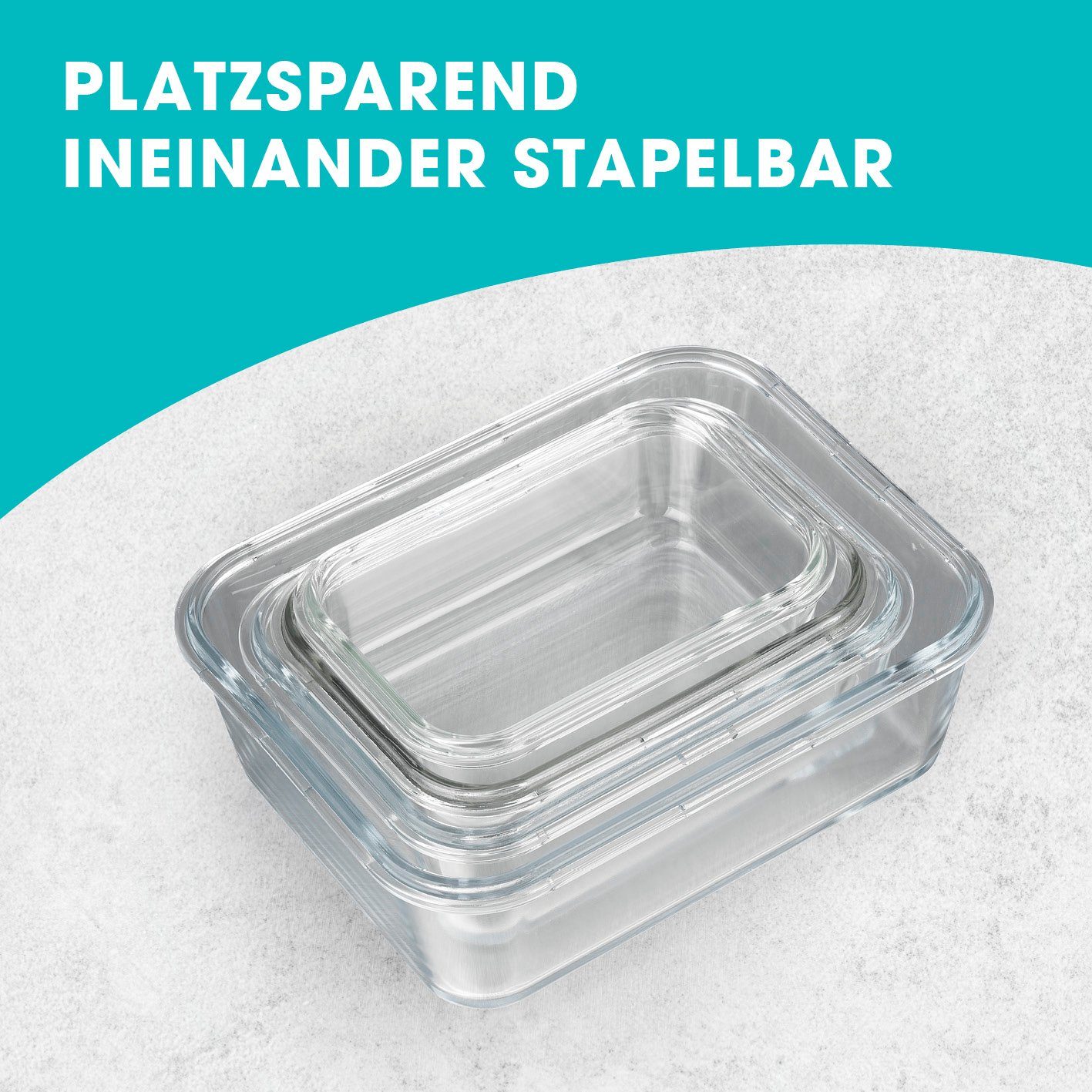 (4er Ventil GOURMETmaxx Lunchbox, Set, Klick-it 8-tlg), Glas-Frischhaltedosen Glas, Frischhaltedose inkl.