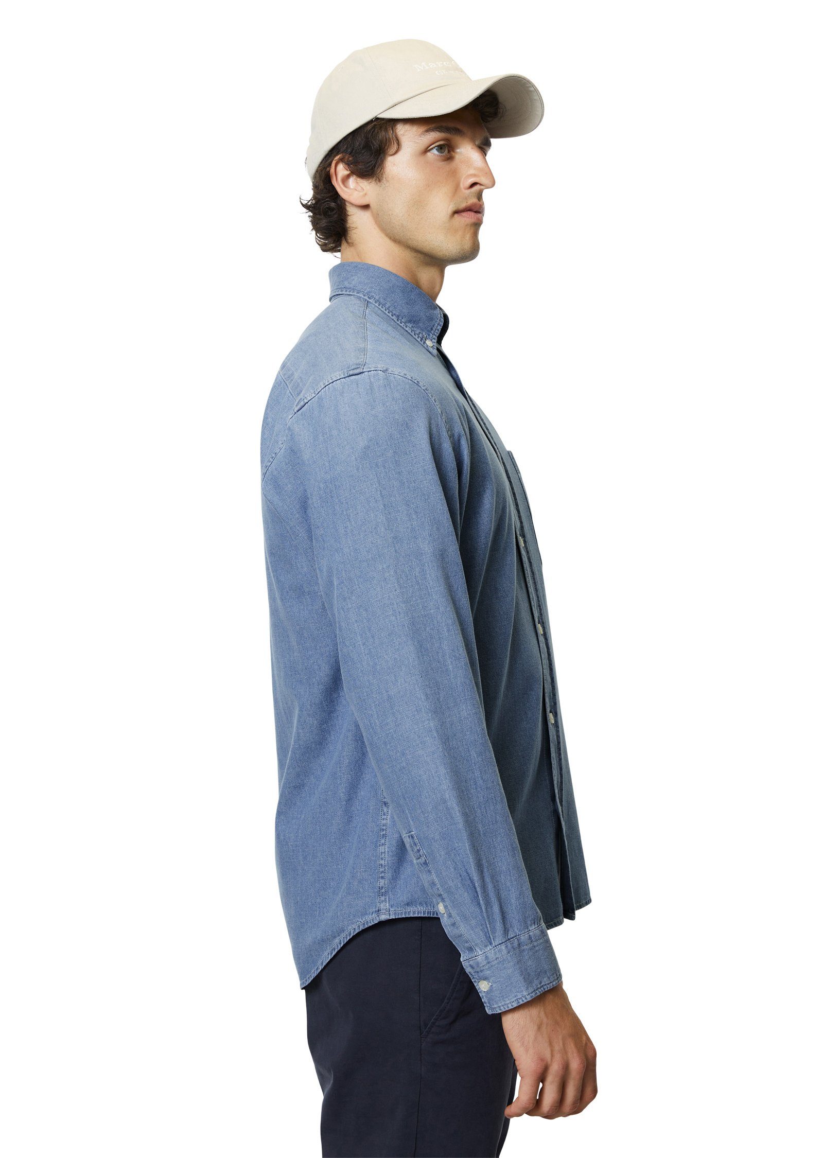 Marc O'Polo Langarmhemd in leichter Bio-Baumwoll-Denim-Qualität