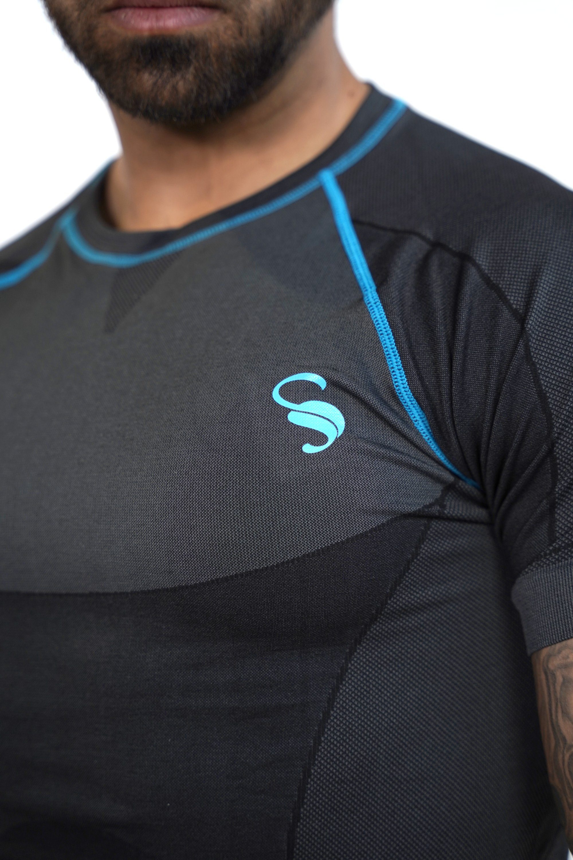 Stark Soul® Funktionsshirt Herren Base Layer, Seamless, Kurzarm Shirt, Sport- & Skiunterwäsche mit Funktionszonen in VERSA-Strickweise