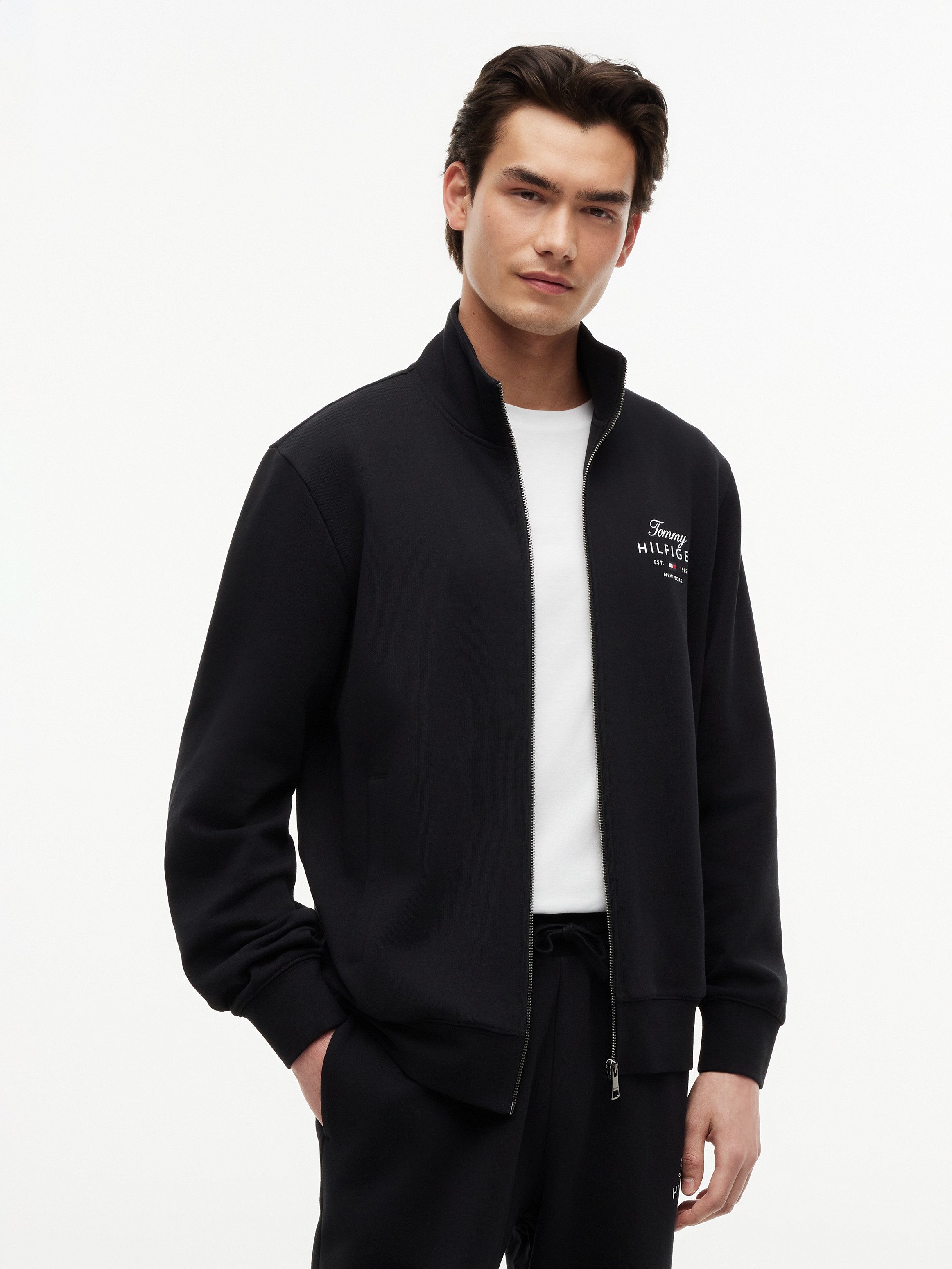 Tommy Hilfiger Sweatjacke SCRIPT STACK FZ STAND COLLAR