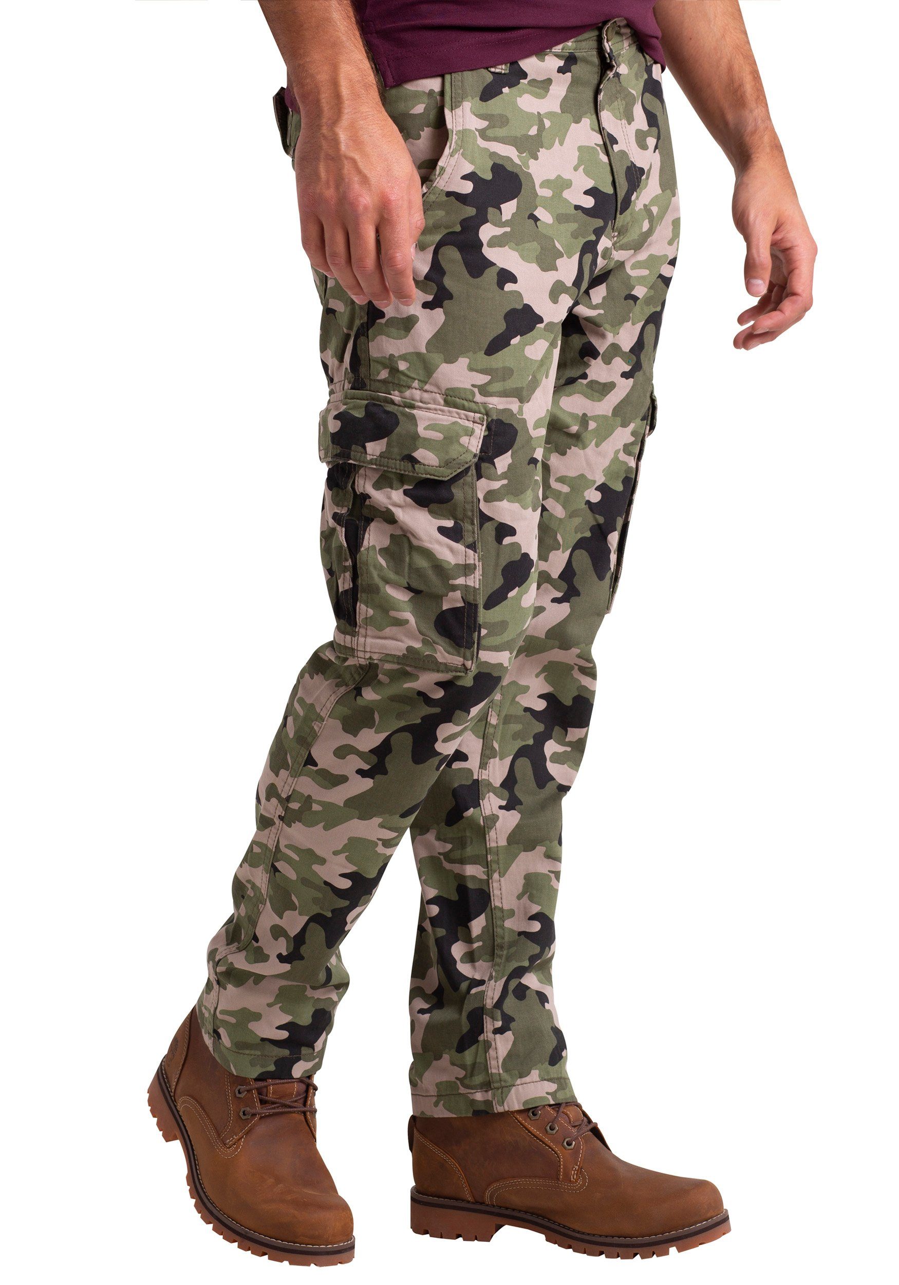 BlauerHafen Cargohose Mens Army Cargo Camouflage Hose Baumwolle Arbeitskleidung gerades Bein