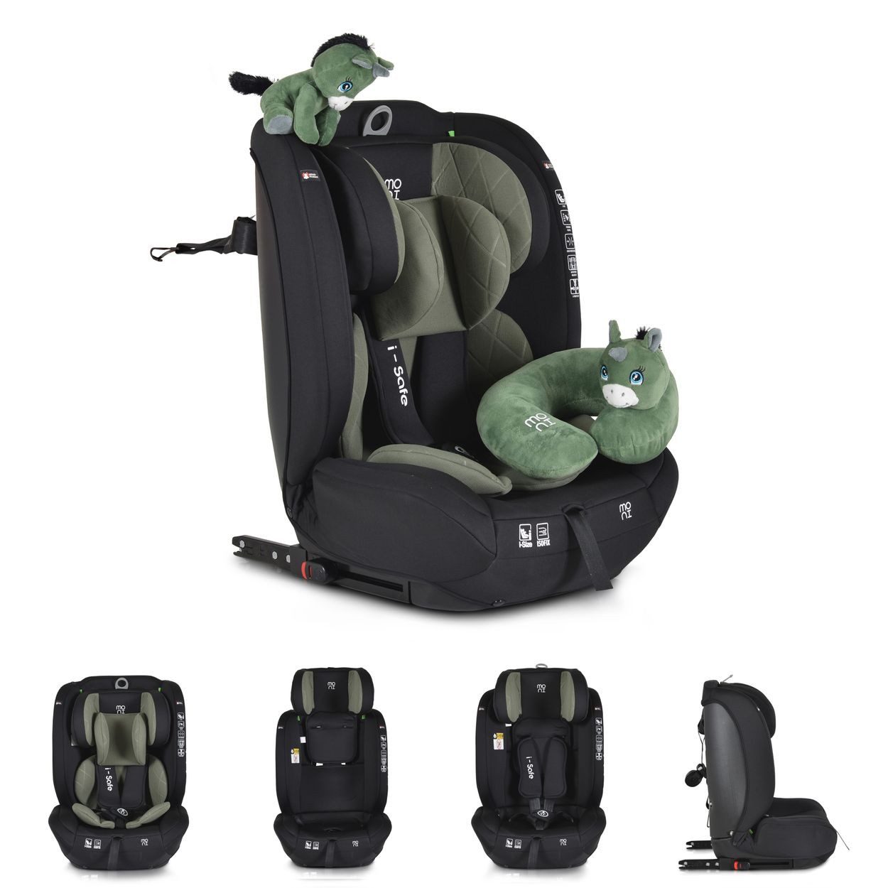 Moni Autokindersitz Kindersitz i-Size i-Safe, ab: 1.25, bis: 12, (76-150cm) Isofix, Top Tether, 13-fach verstellbar