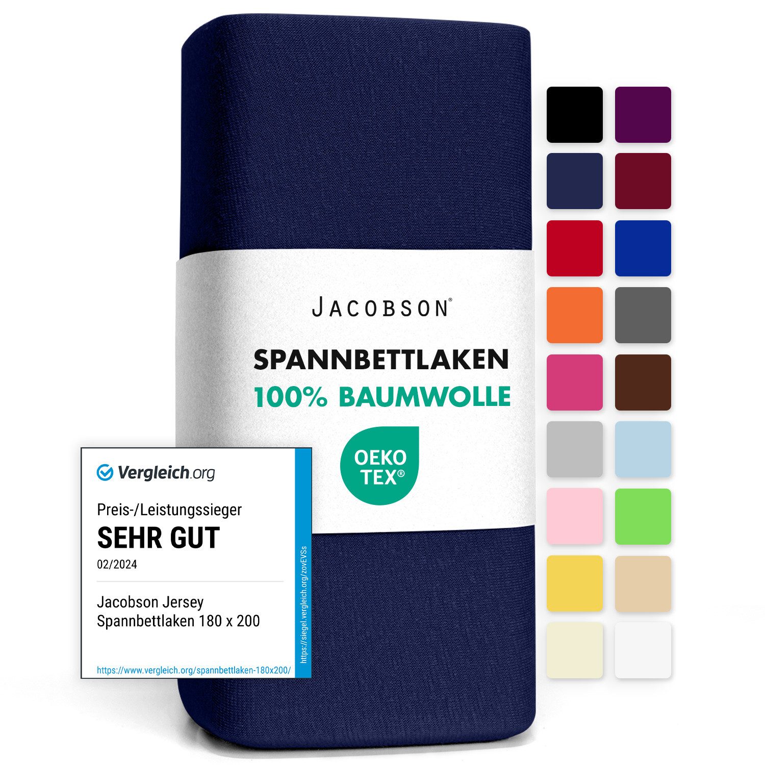 Jacobson Spannbettlaken aus 100% Baumwolle, Jersey günstig online kaufen