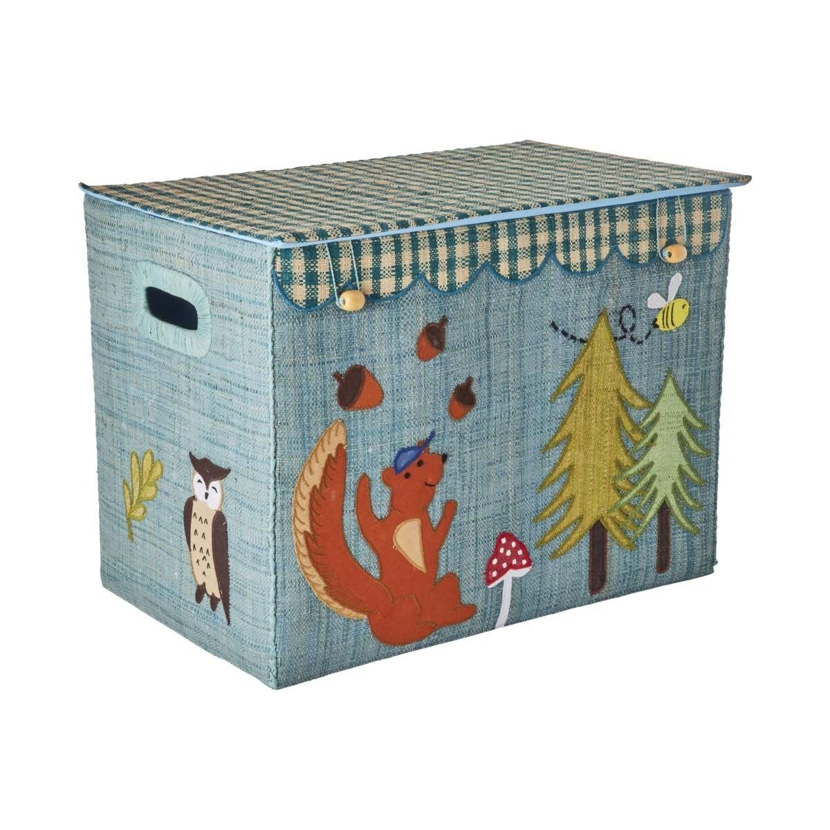 rice Aufbewahrungsbox Landhaus Aufbewahrungskorb Happy Forest aus Raffia mit Deckel