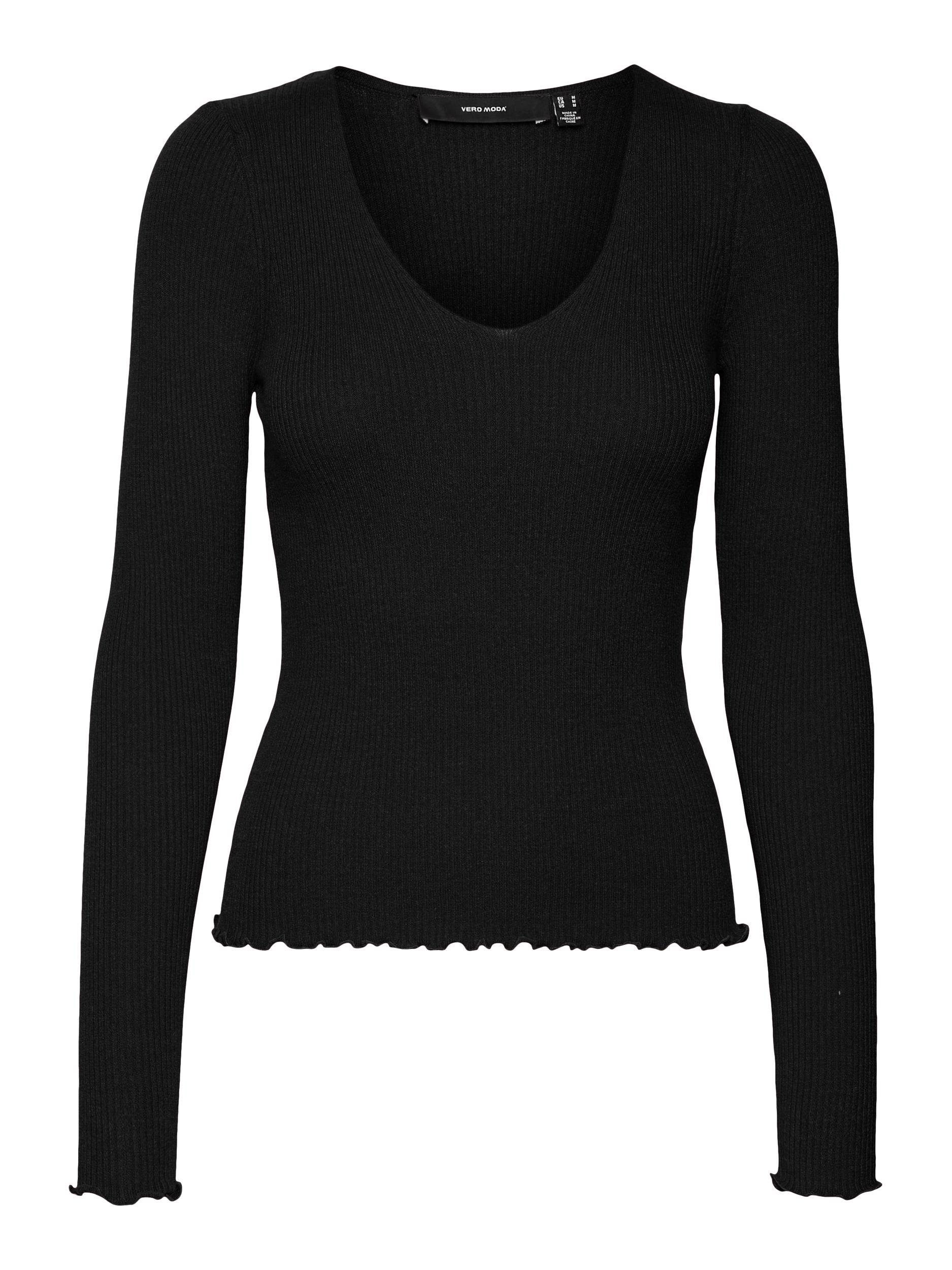 V-Ausschnitt-Pullover VMEVIE GA Black V-NECK Vero LS PULLOVER NOOS Moda