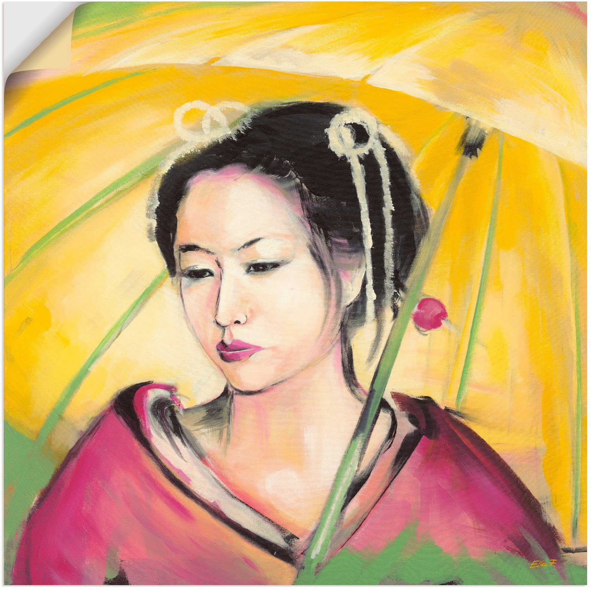 Wandbild Wandaufkleber Geisha, St), Frau in Leinwandbild, Poster versch. Alubild, (1 als oder Artland Größen