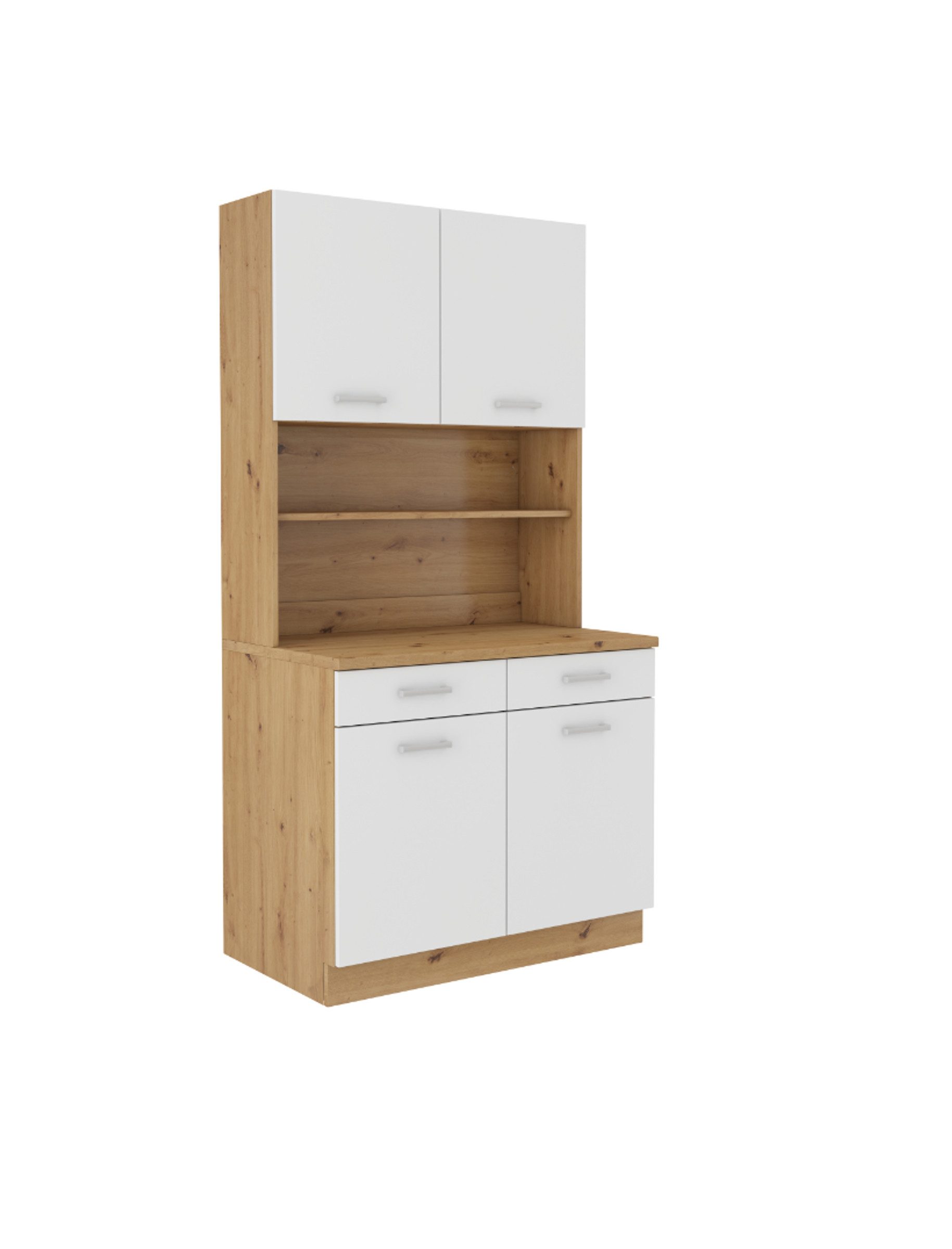 Küchen-Preisbombe Küchenzeile Mario 100 cm Buffetküche Buffet Küchenblock Einbauküche Weiss Artisan – Bild 2 von 3