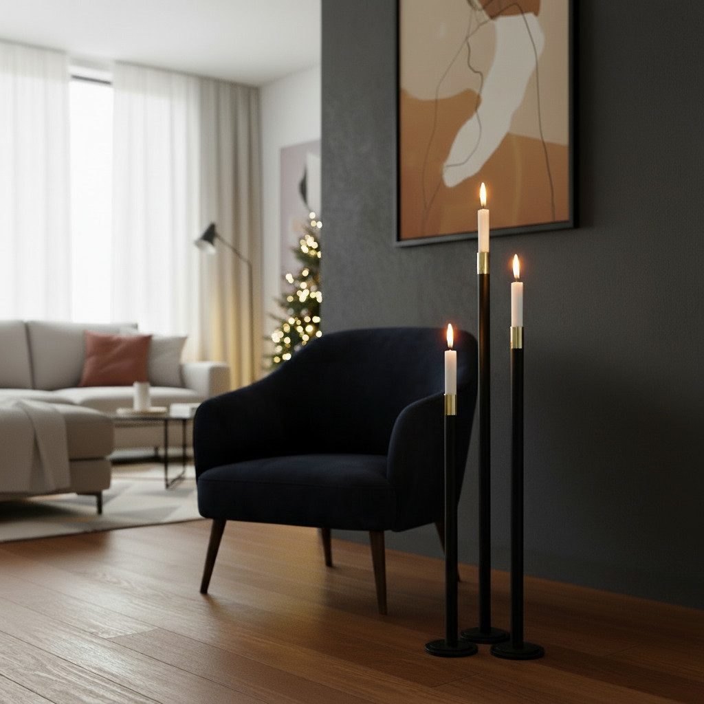 MF Kerzenhalter Bodenkerzenleuchter Mats Eisen Schwarz Gold Modern 76,5 cm günstig online kaufen