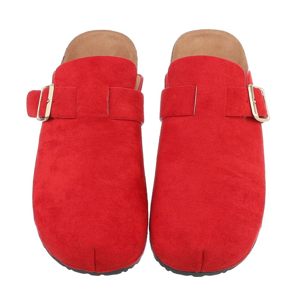 Ital-Design Eleganter Damenschuh mit Schnalle für Alltag und Freizeit Pantolette (85275919) Flach Pantoletten in Rot