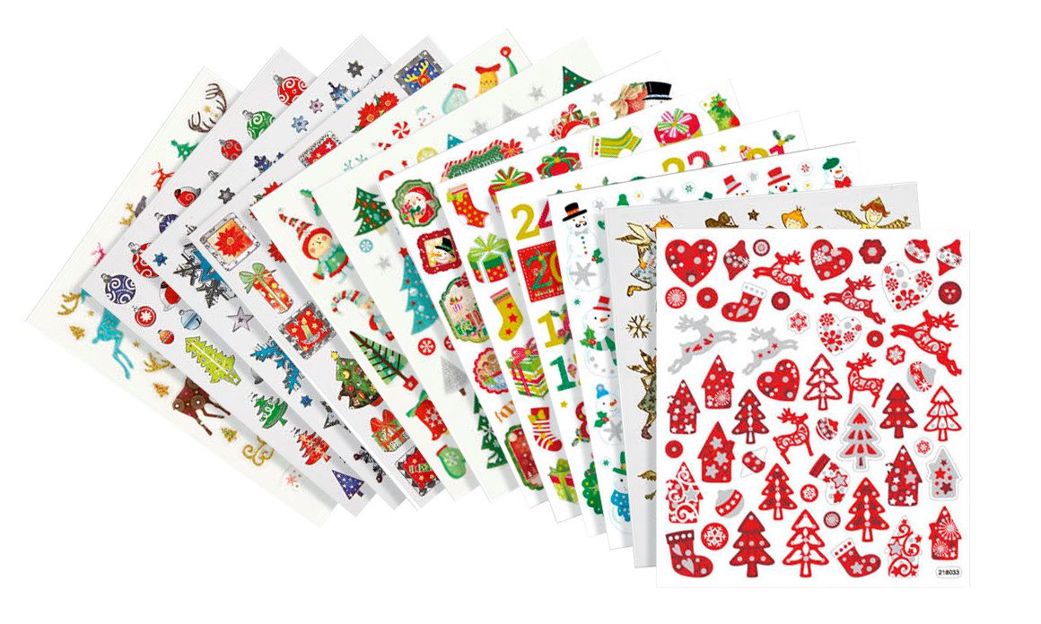 creativ company Sticker Weihnachten, (584-tlg), 12 Blatt, selbstklebend