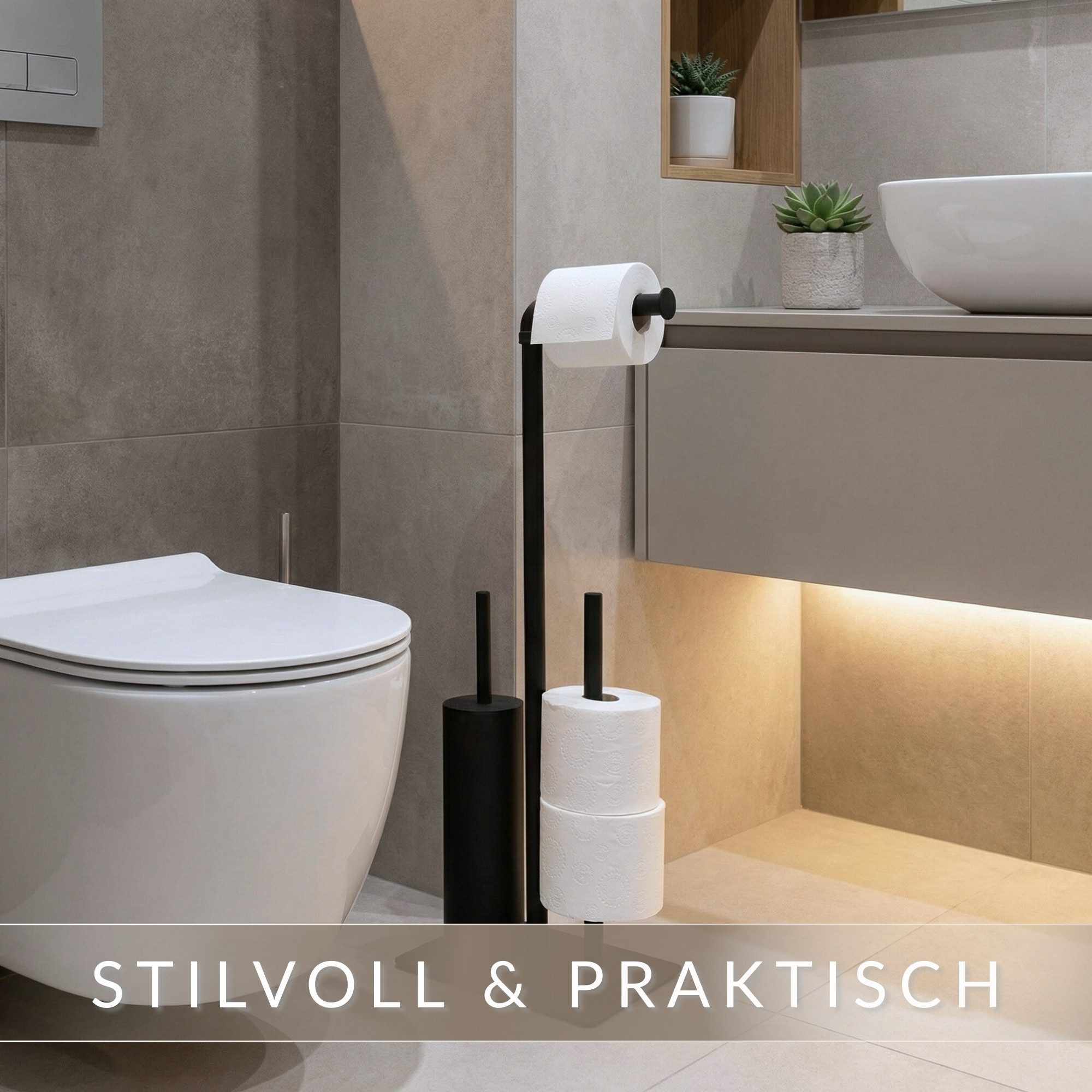 Libaro Toilettenpapierhalter stehend mit Toilettenbürste PALERMO WC Bürsten günstig online kaufen