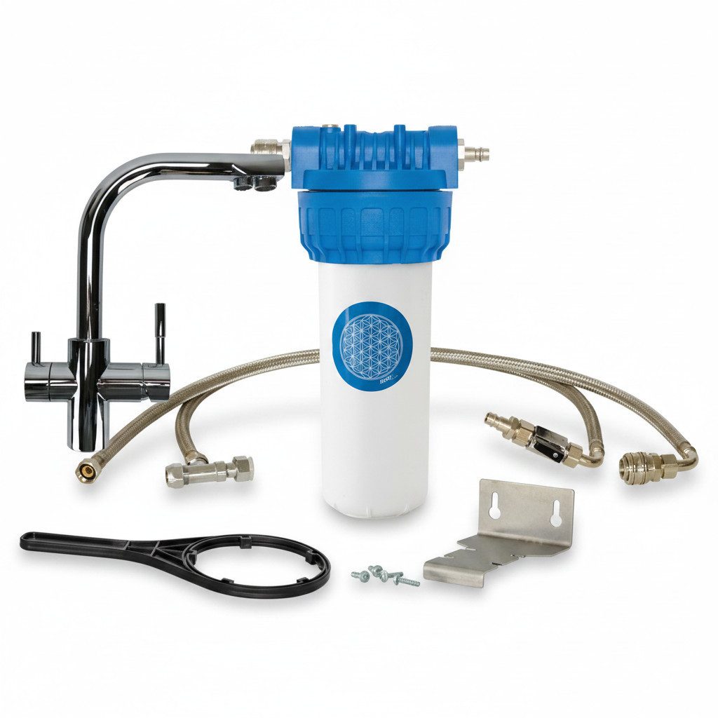 Alvito Wasserhahn-Wasserfilter, Einbau-Filtersystem Untertisch 3-Wege-Hahn 33 cm