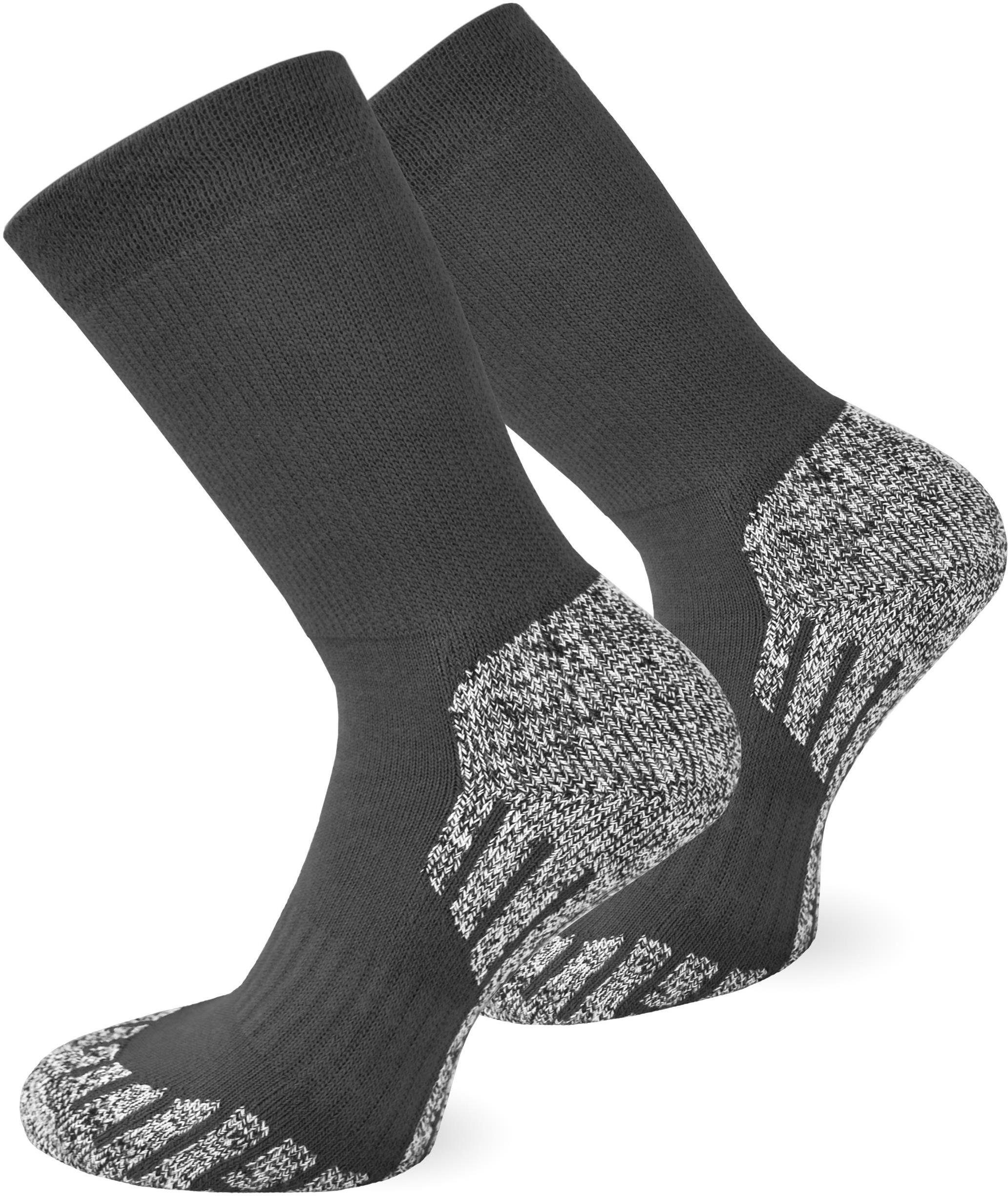 Schwarz Coolmax 2 Paar und im Polsterung Fersen- (Set, spezielle Paar) 2 Wandersocken Trekking-Funktionssocken Ballenbereich normani