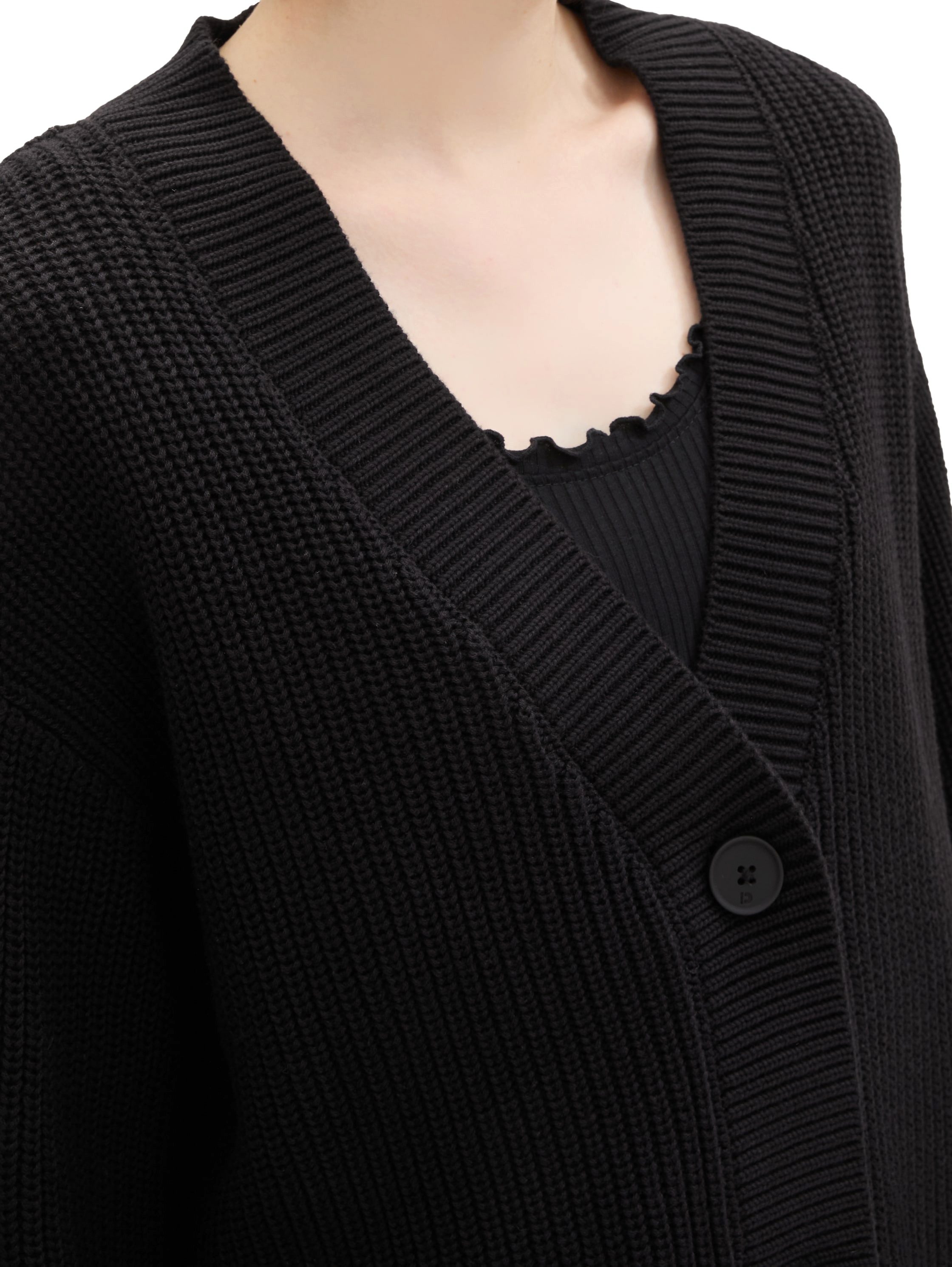 TOM TAILOR Denim Cardigan mit Strickstruktur und Knopfleiste